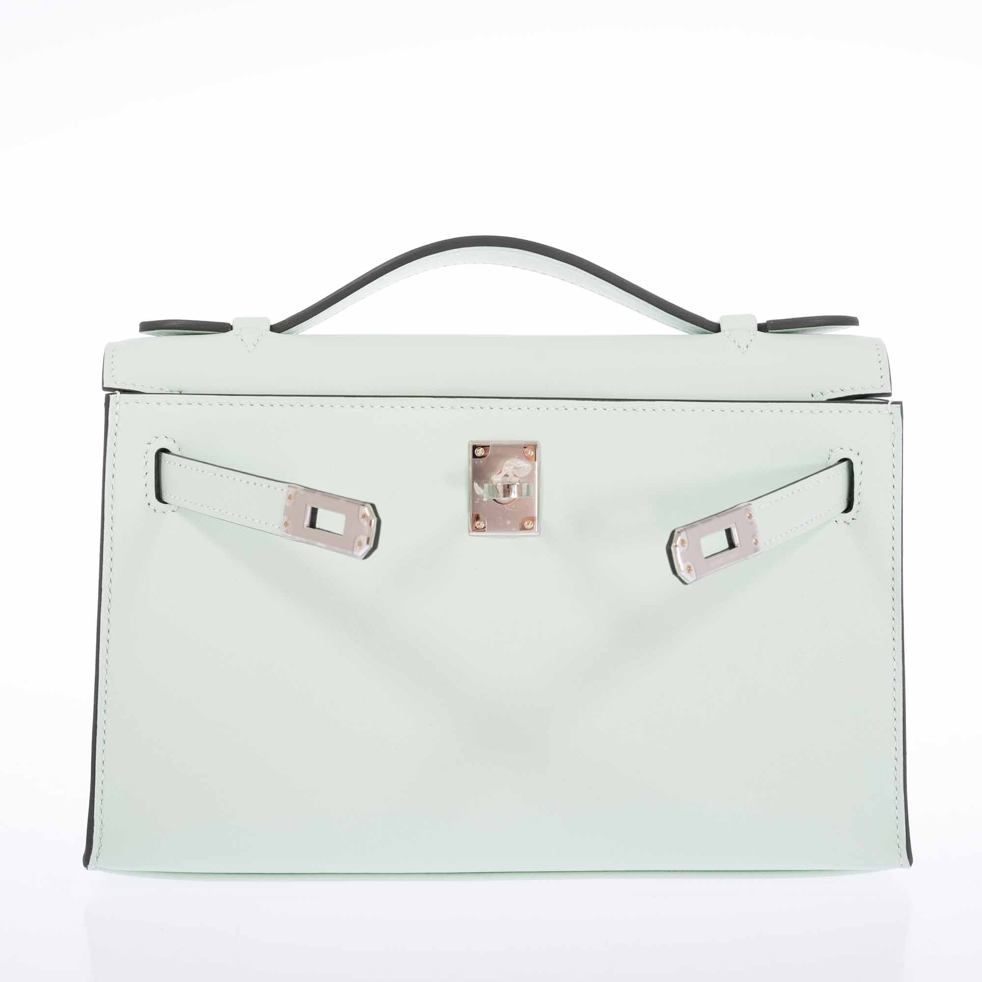 Hermès Kelly Mini Pochette Vert Peppermint Swift Palladium Hardware