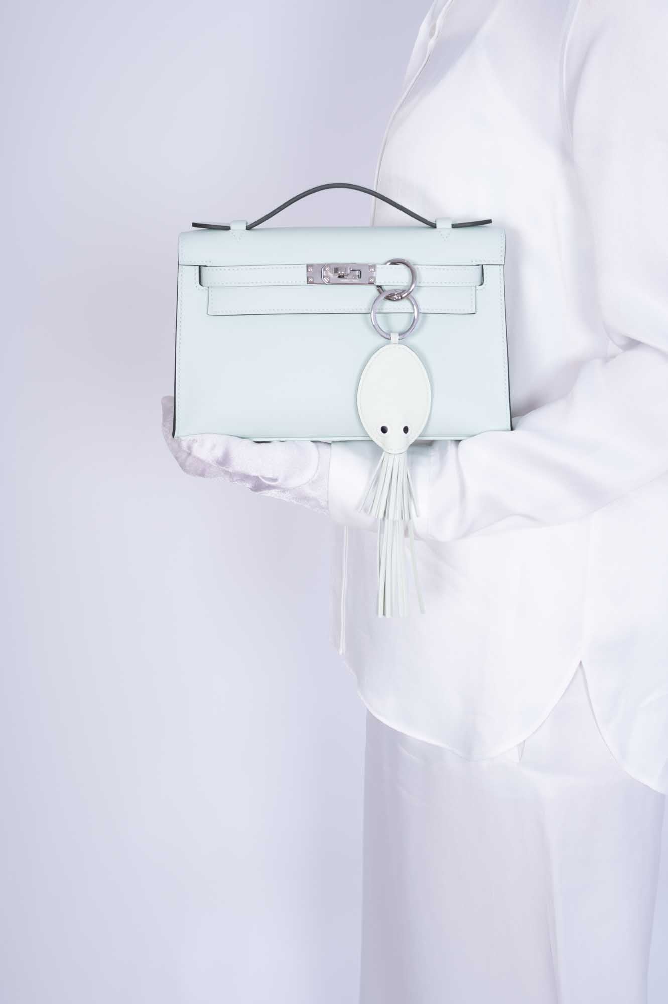 Hermès Kelly Mini Pochette Vert Peppermint Swift Palladium Hardware