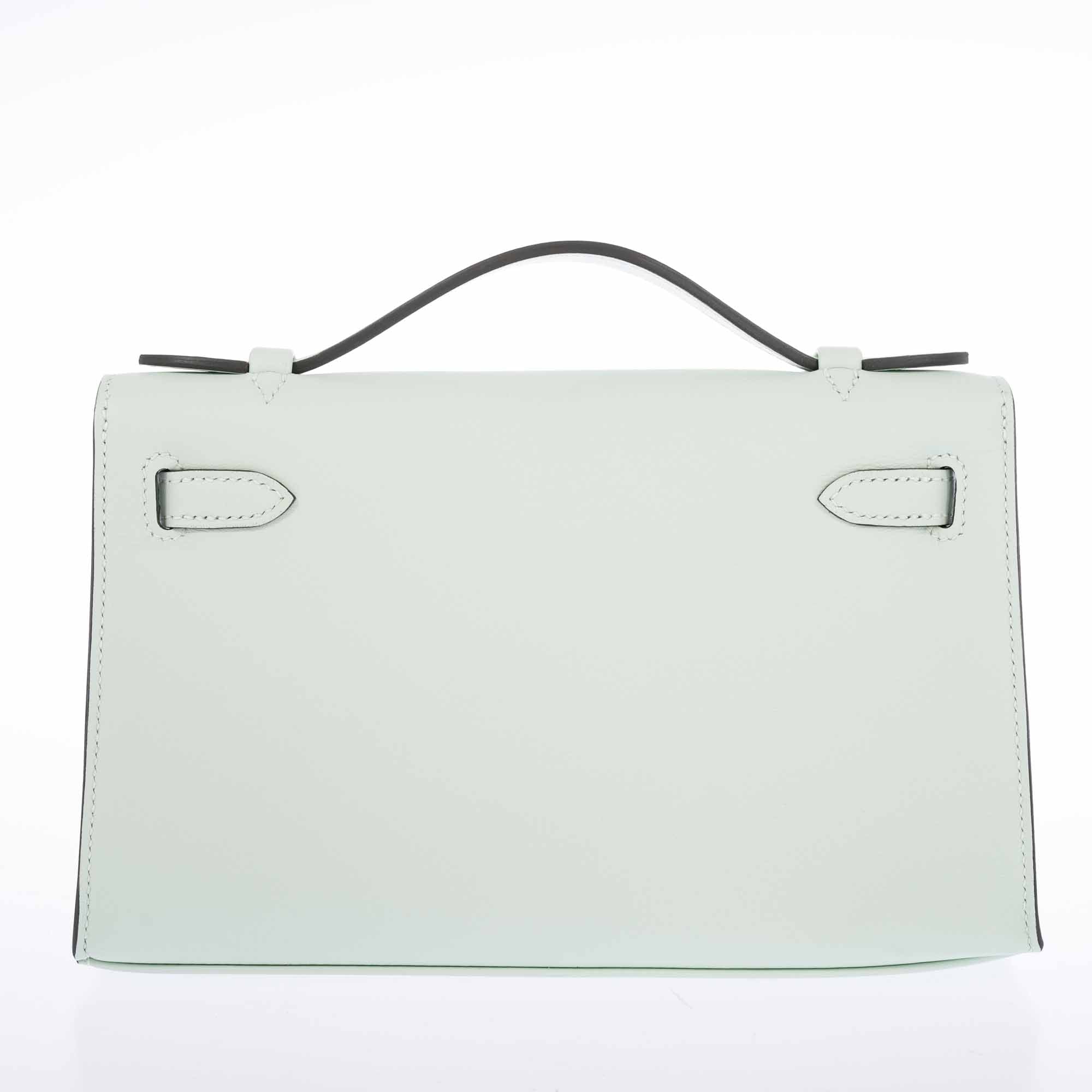 Hermès Kelly Mini Pochette Vert Peppermint Swift Palladium Hardware