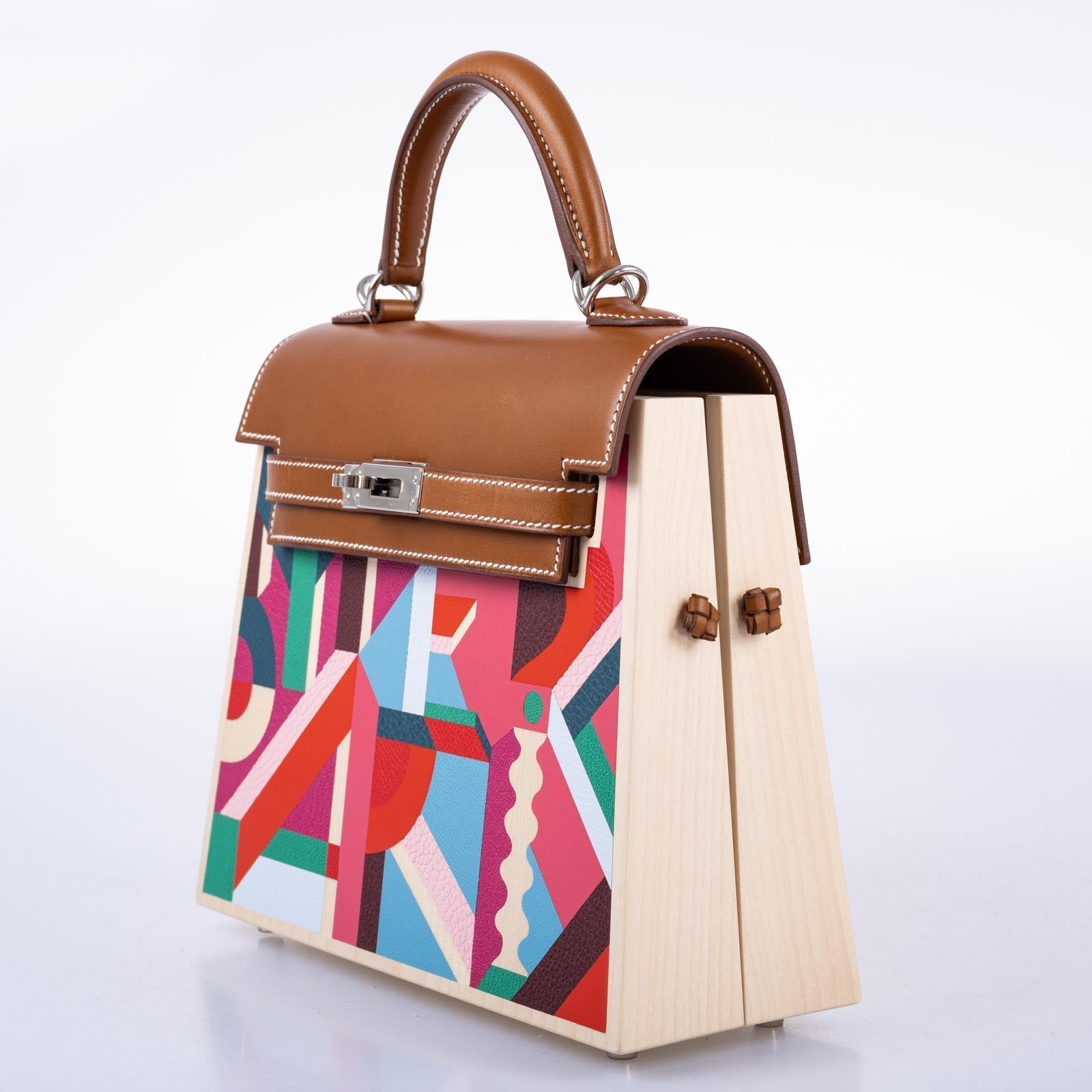 Hermès Kelly Picnic Kellywood Perspective Cavalière Wood Barenia Palladium Hardware