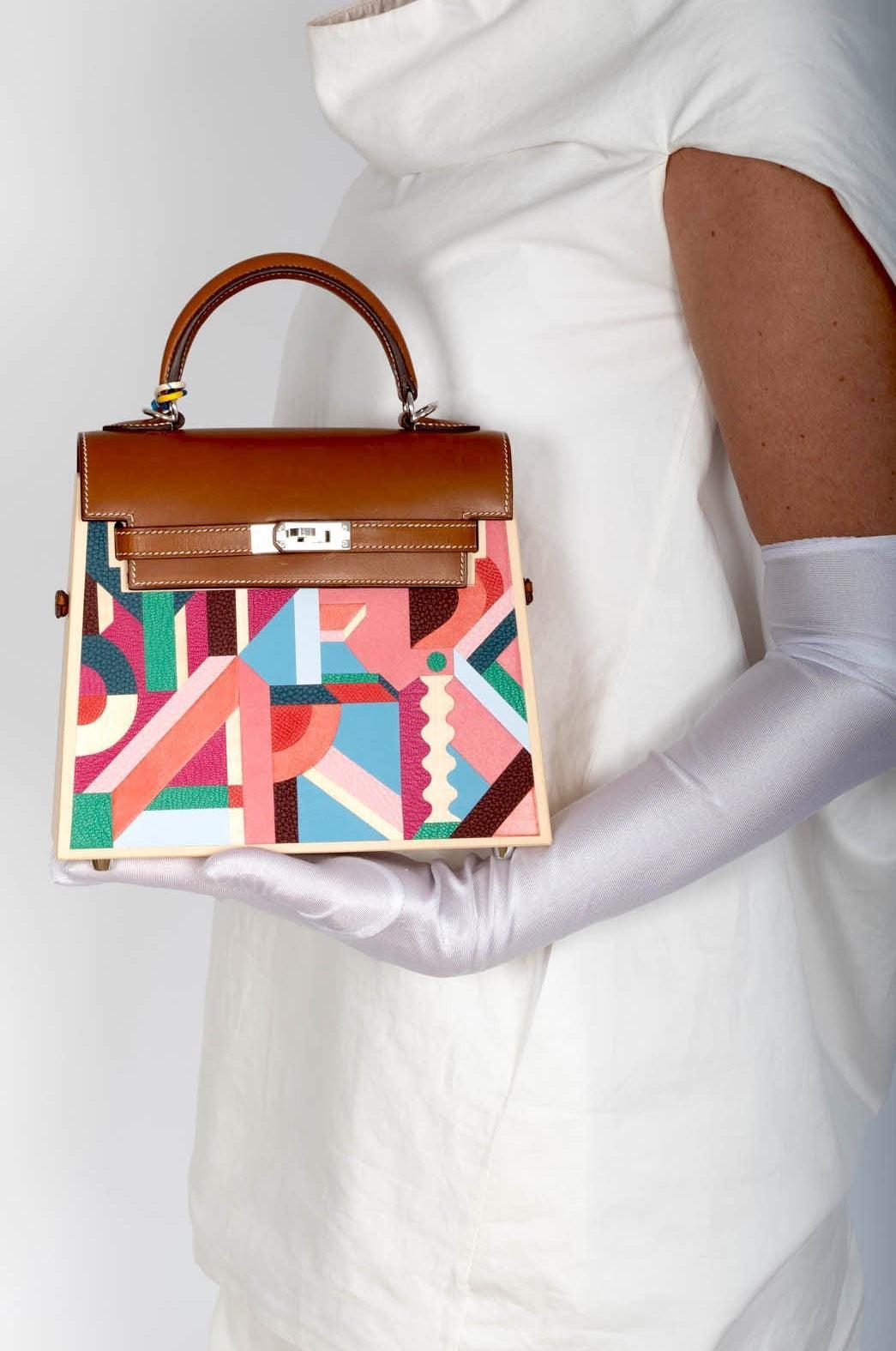 Hermès Kelly Picnic Kellywood Perspective Cavalière Wood Barenia Palladium Hardware