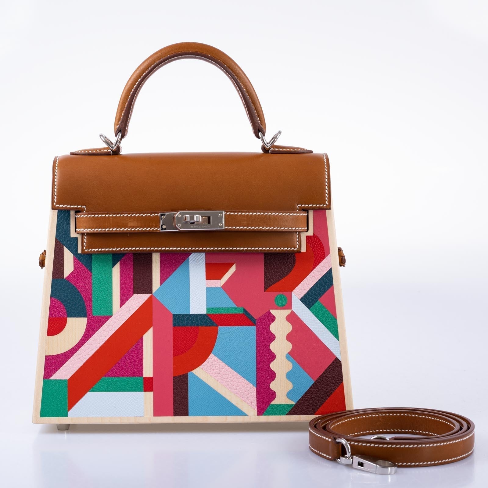 Hermès Kelly Picnic Kellywood Perspective Cavalière Wood Barenia Palladium Hardware
