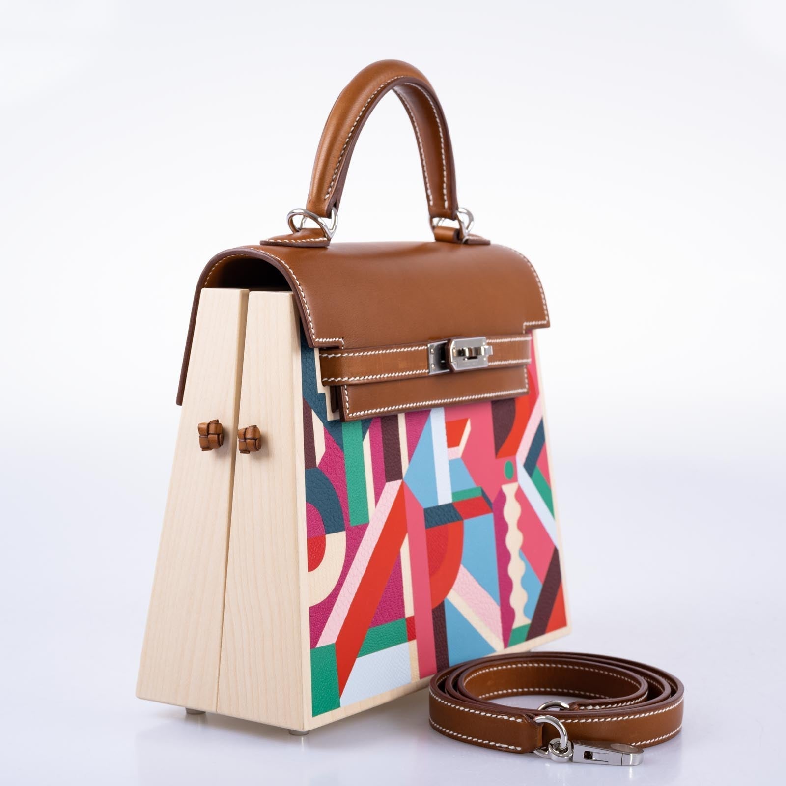 Hermès Kelly Picnic Kellywood Perspective Cavalière Wood Barenia Palladium Hardware