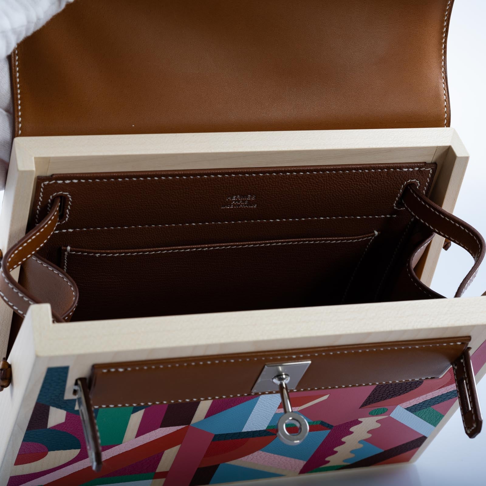 Hermès Kelly Picnic Kellywood Perspective Cavalière Wood Barenia Palladium Hardware