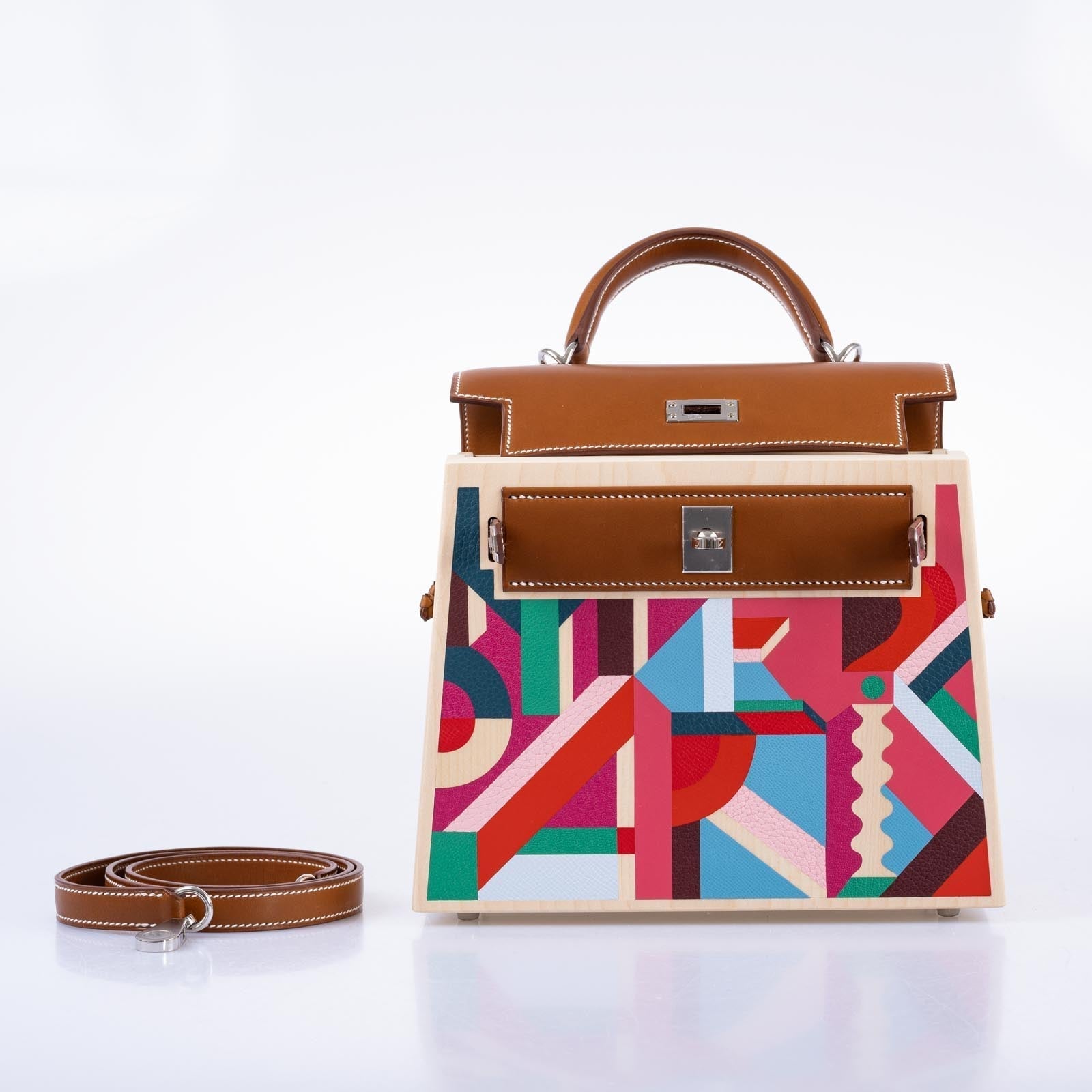 Hermès Kelly Picnic Kellywood Perspective Cavalière Wood Barenia Palladium Hardware