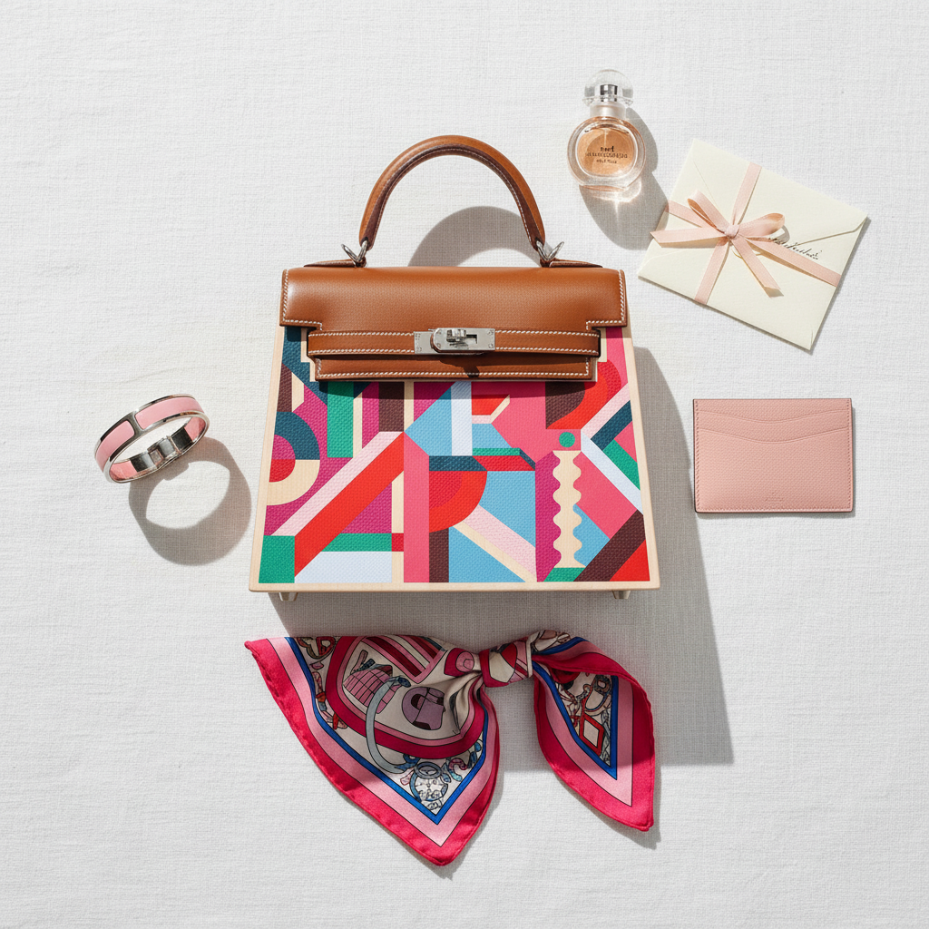 Hermès Kelly Picnic Kellywood Perspective Cavalière Wood Barenia Palladium Hardware