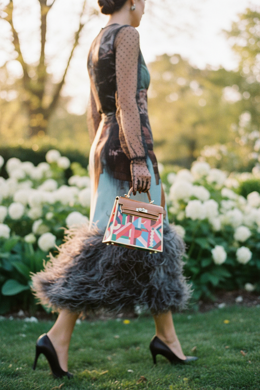 Hermès Kelly Picnic Kellywood Perspective Cavalière Wood Barenia Palladium Hardware