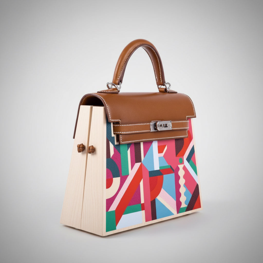 Hermès Kelly Picnic Kellywood Perspective Cavalière Wood Barenia Palladium Hardware