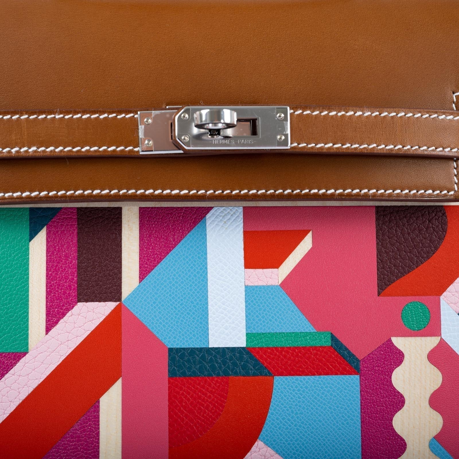 Hermès Kelly Picnic Kellywood Perspective Cavalière Wood Barenia Palladium Hardware