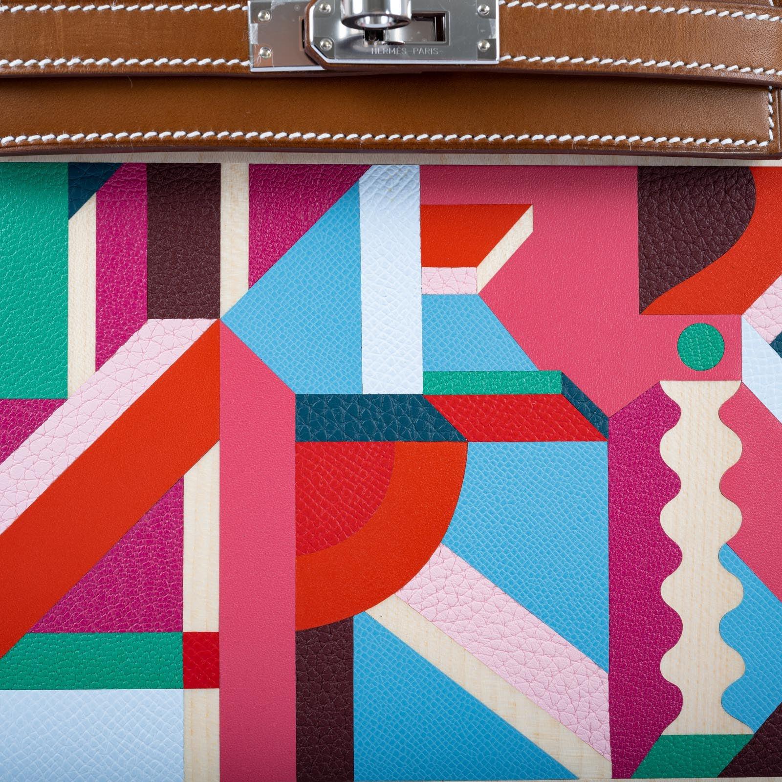 Hermès Kelly Picnic Kellywood Perspective Cavalière Wood Barenia Palladium Hardware
