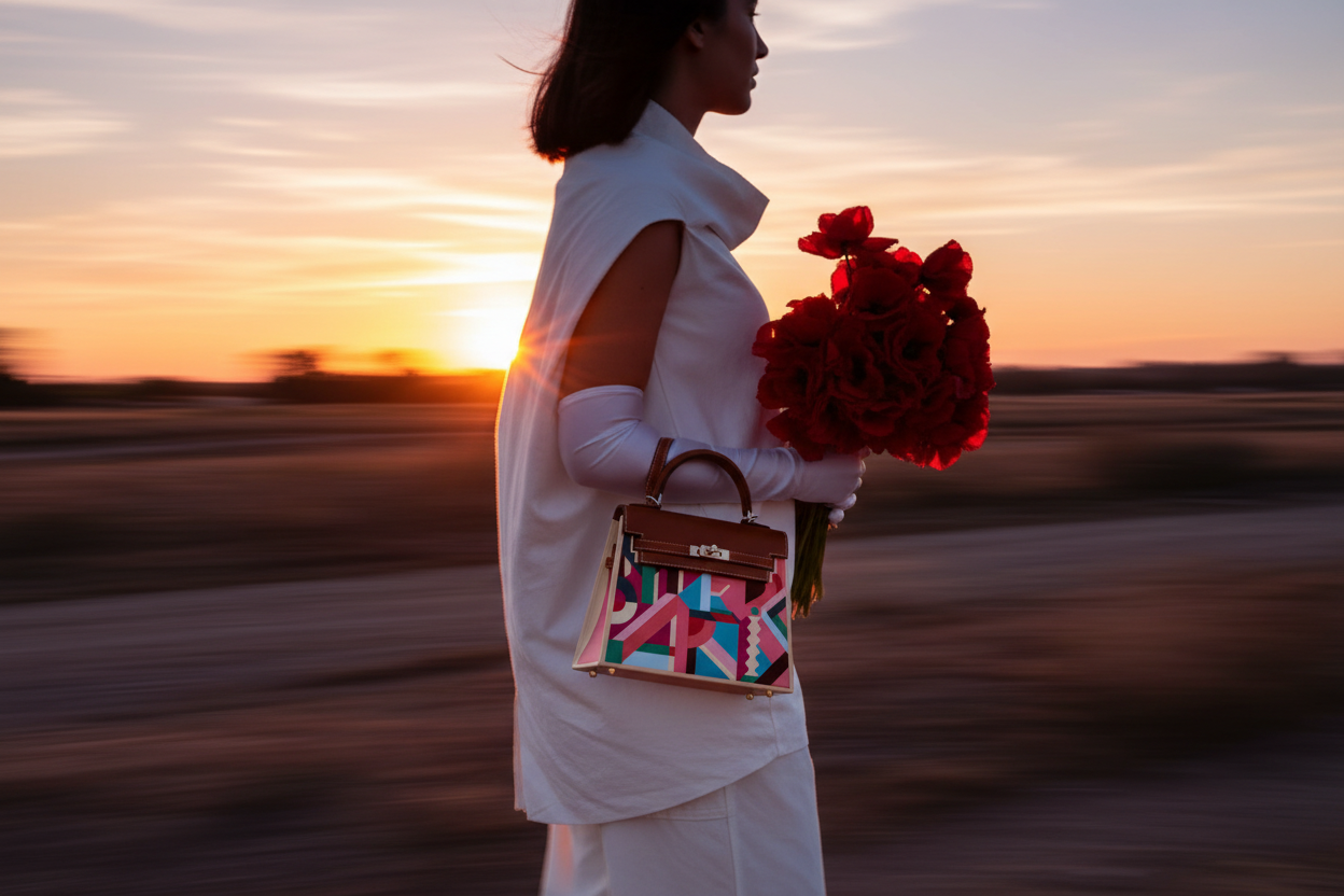 Hermès Kelly Picnic Kellywood Perspective Cavalière Wood Barenia Palladium Hardware