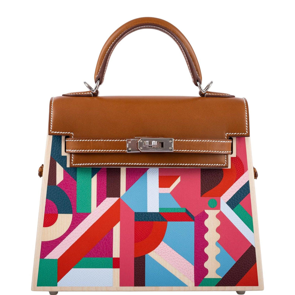 Hermès Kelly Picnic Kellywood Perspective Cavalière Wood Barenia Palladium Hardware