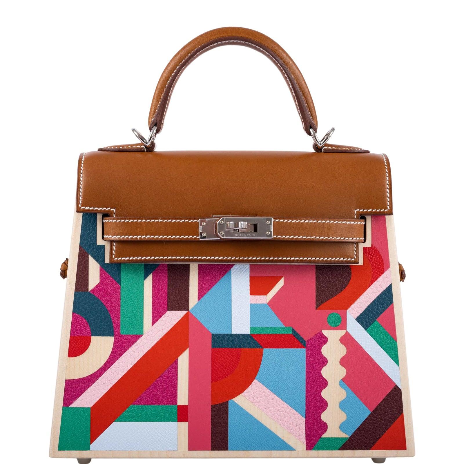 Hermès Kelly Picnic Kellywood Perspective Cavalière Wood Barenia Palladium Hardware