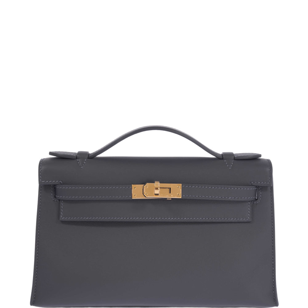 Hermès Kelly Pochette Ardoise Swift Gold Hardware