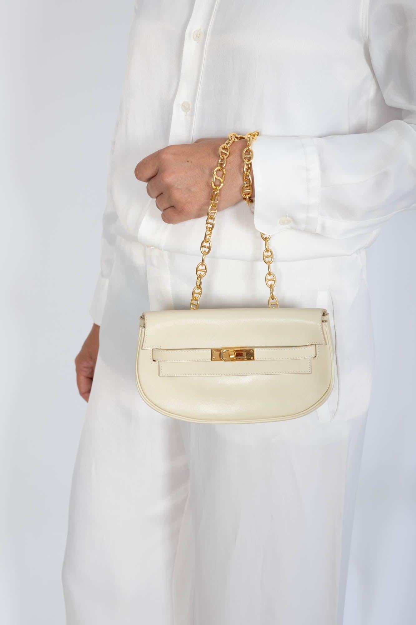 Hermès Kelly Pochette Belt Bag Parchemin Box Calf Gold Hardware