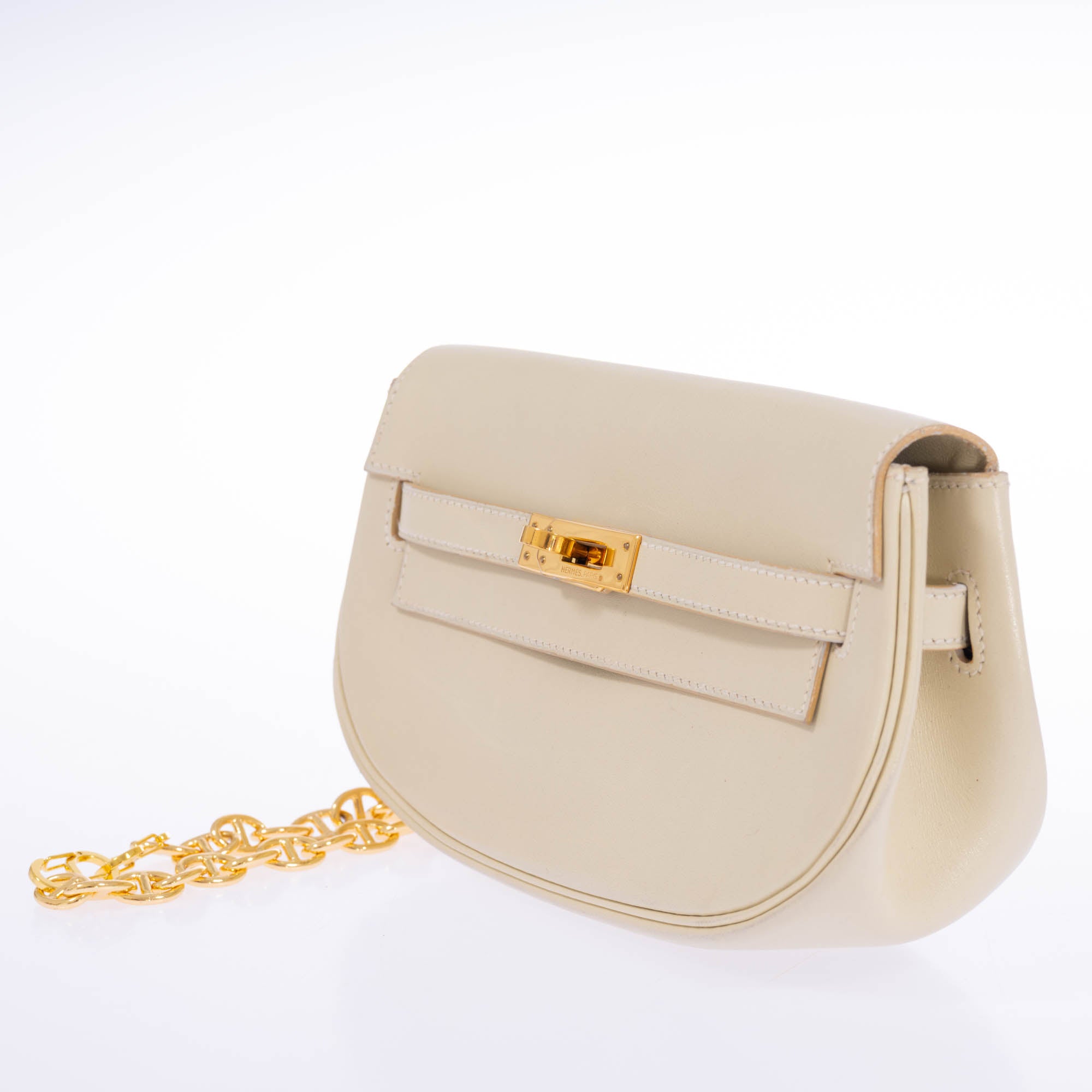 Hermès Kelly Pochette Belt Bag Parchemin Box Calf Gold Hardware