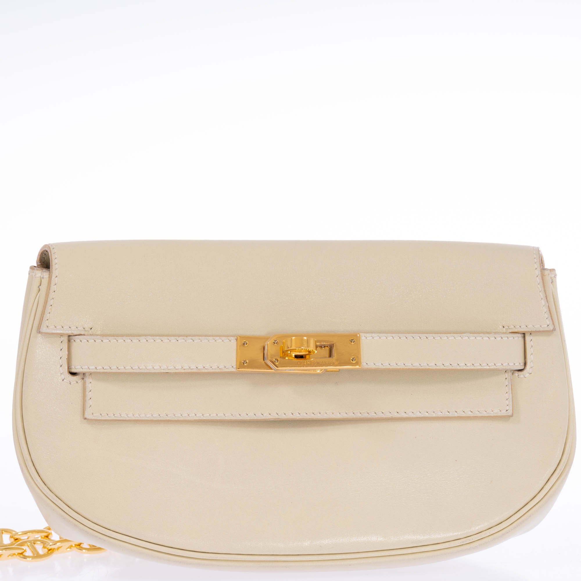 Hermès Kelly Pochette Belt Bag Parchemin Box Calf Gold Hardware