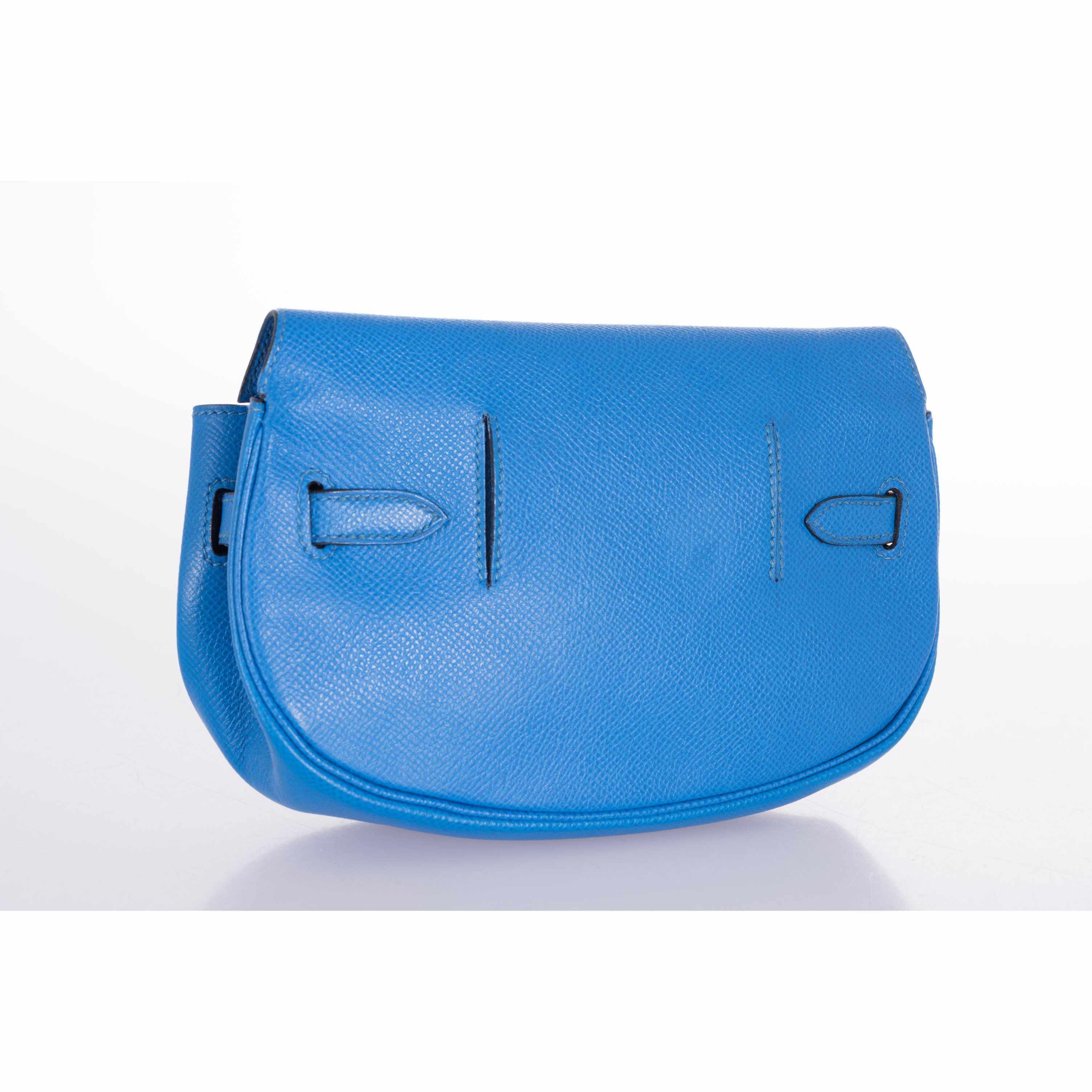 Hermès Kelly Pochette Blue France Convertible Belt Bag Vintage