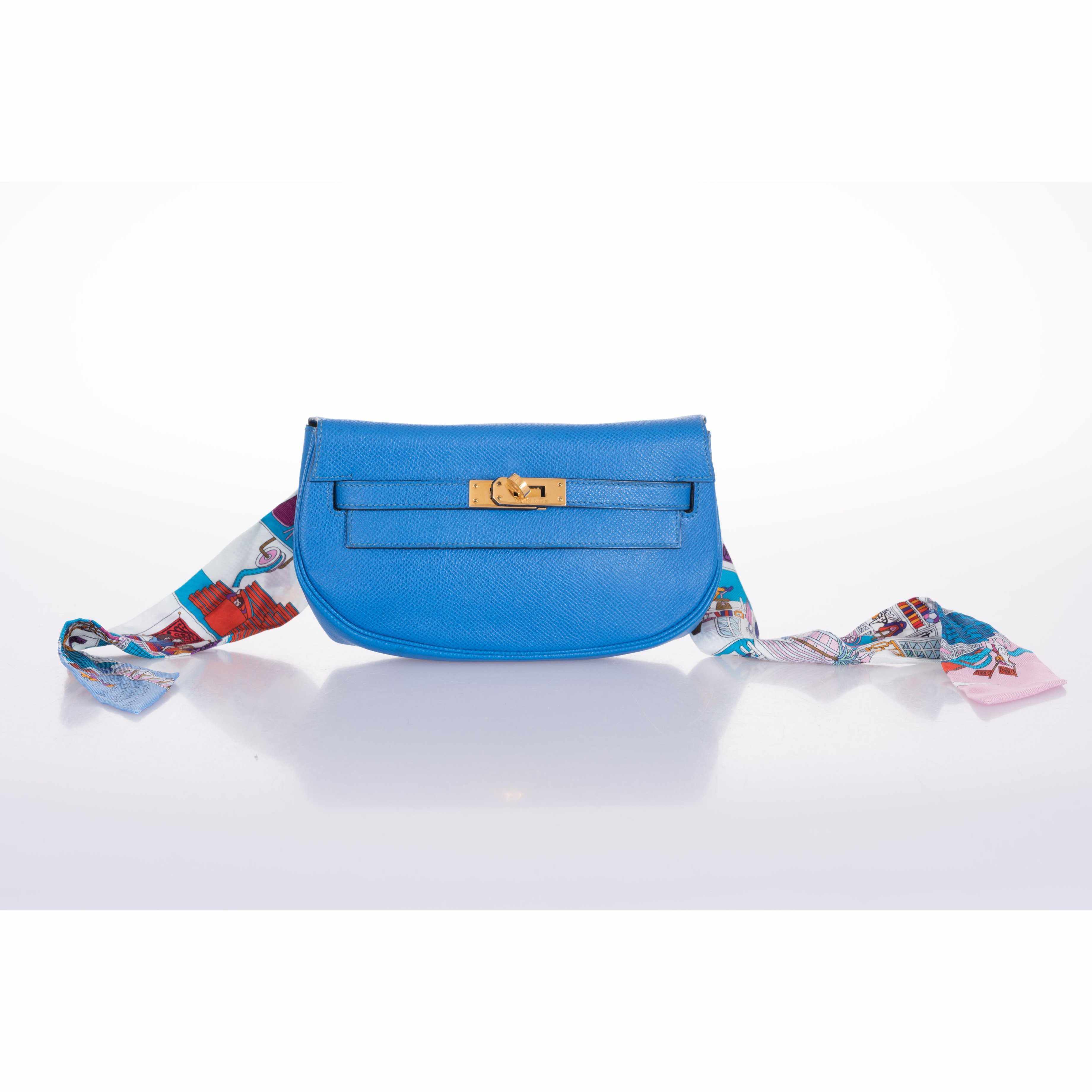 Hermès Kelly Pochette Blue France Convertible Belt Bag Vintage