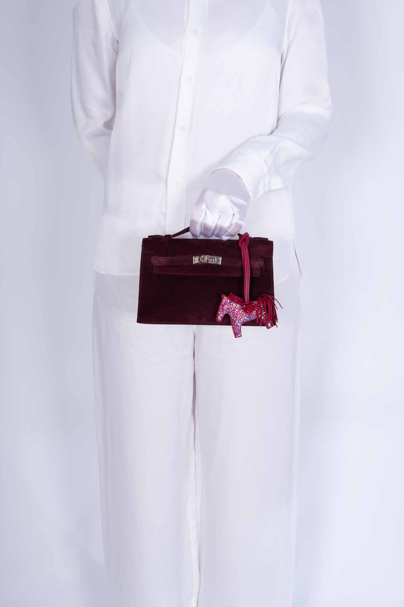 Hermès Kelly Pochette Bordeaux Veau Doblis Palladium Hardware