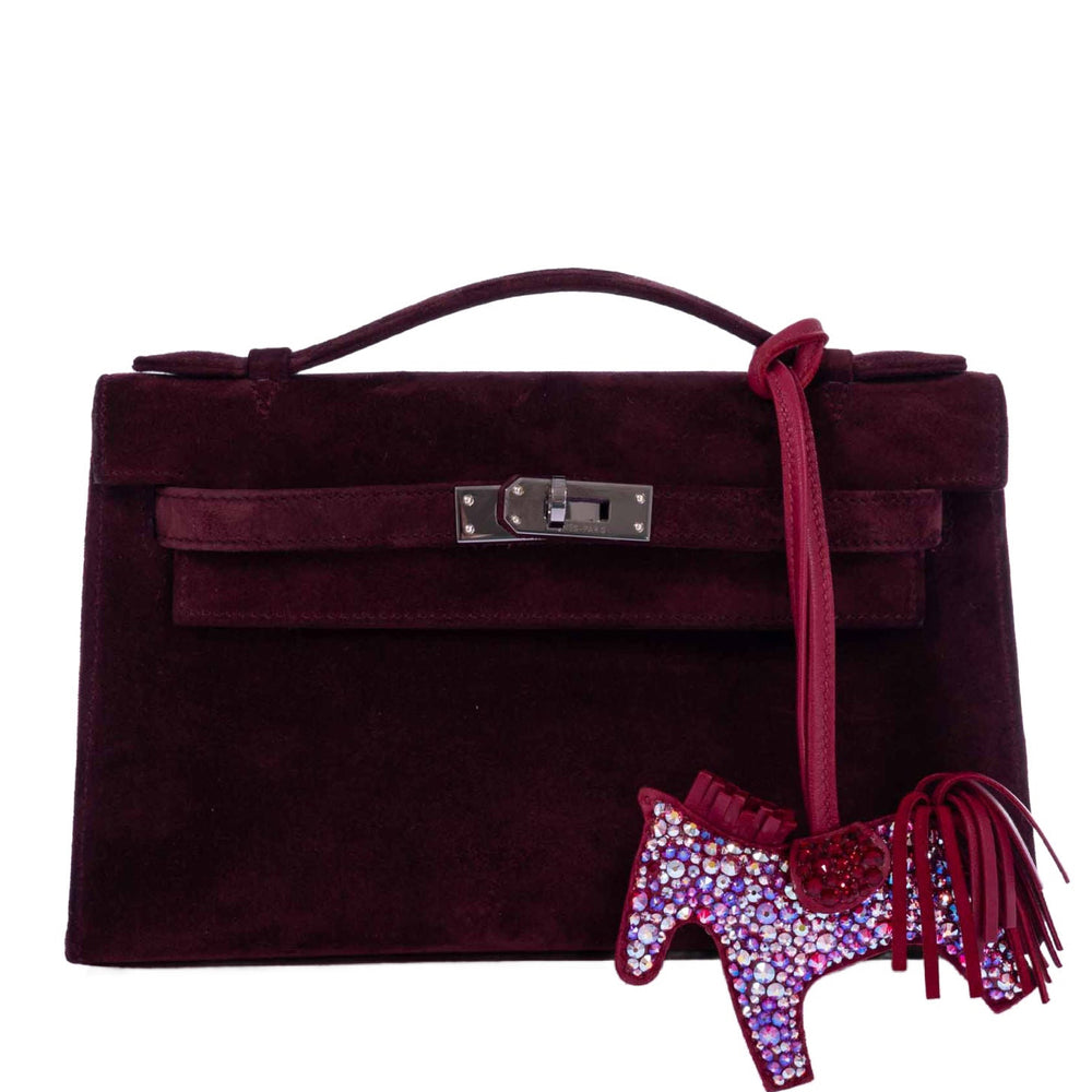 Hermès Kelly Pochette Bordeaux Veau Doblis Palladium Hardware