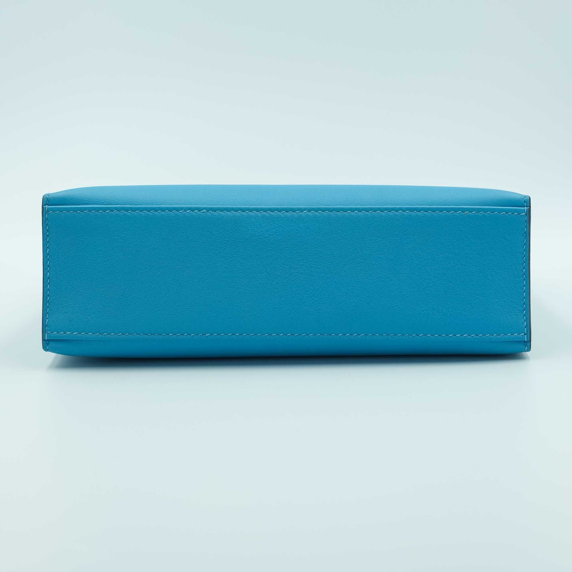 Hermès Kelly Pochette Celeste Swift with Gold Hardware