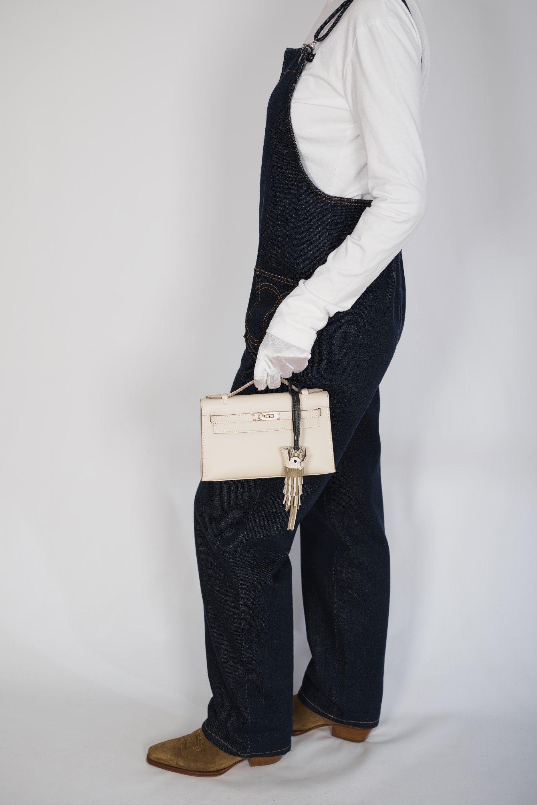 Hermès Kelly Pochette Craie Swift with Permabrass Hardware