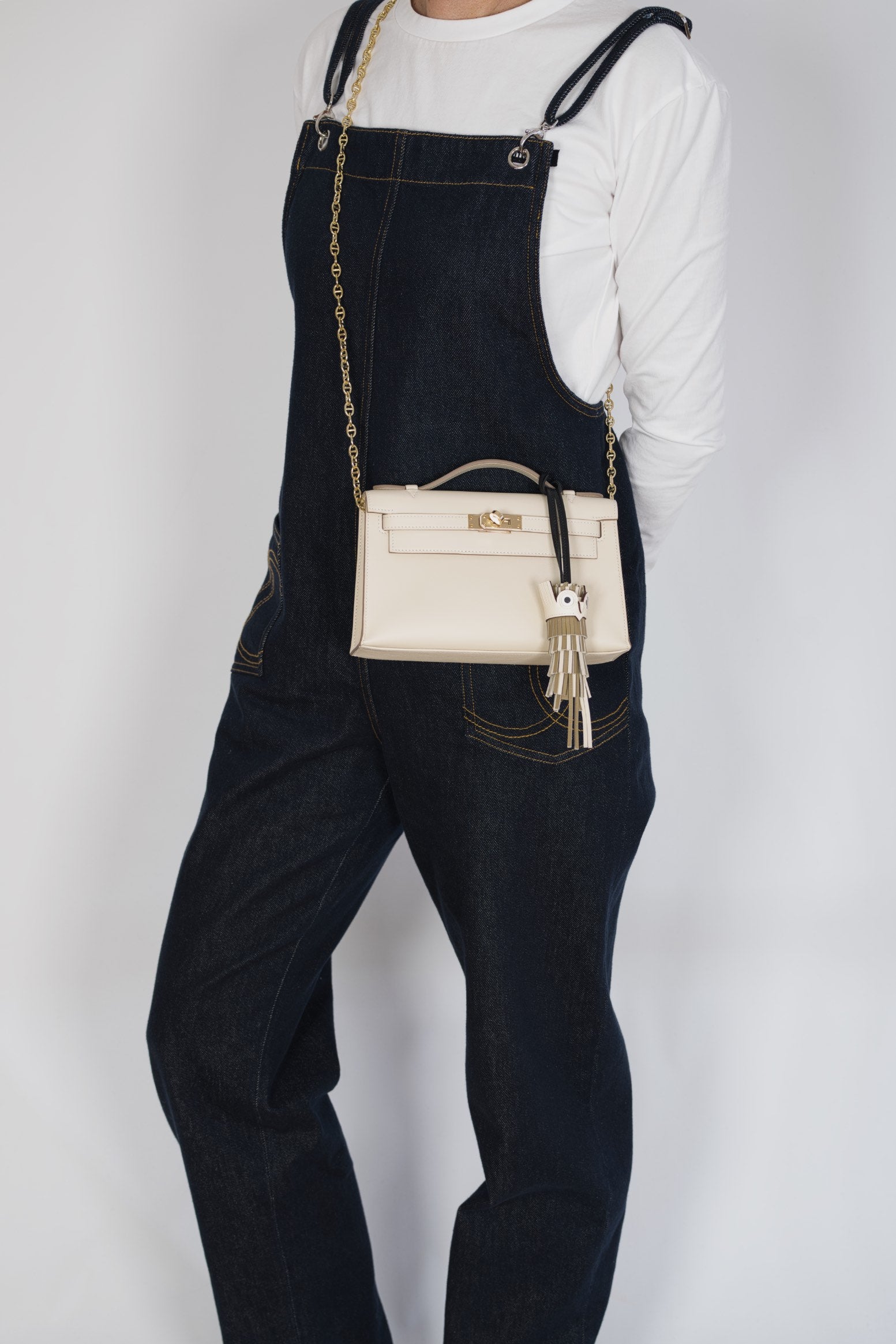 Hermès Kelly Pochette Craie Swift with Permabrass Hardware