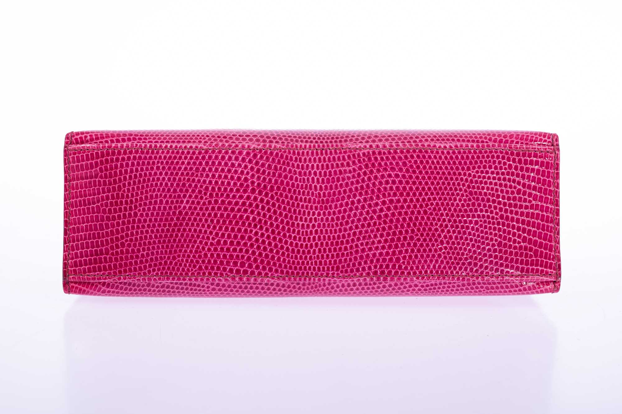 Hermès Kelly Pochette Fuchsia Shiny Niloticus Lizard Palladium Hardware