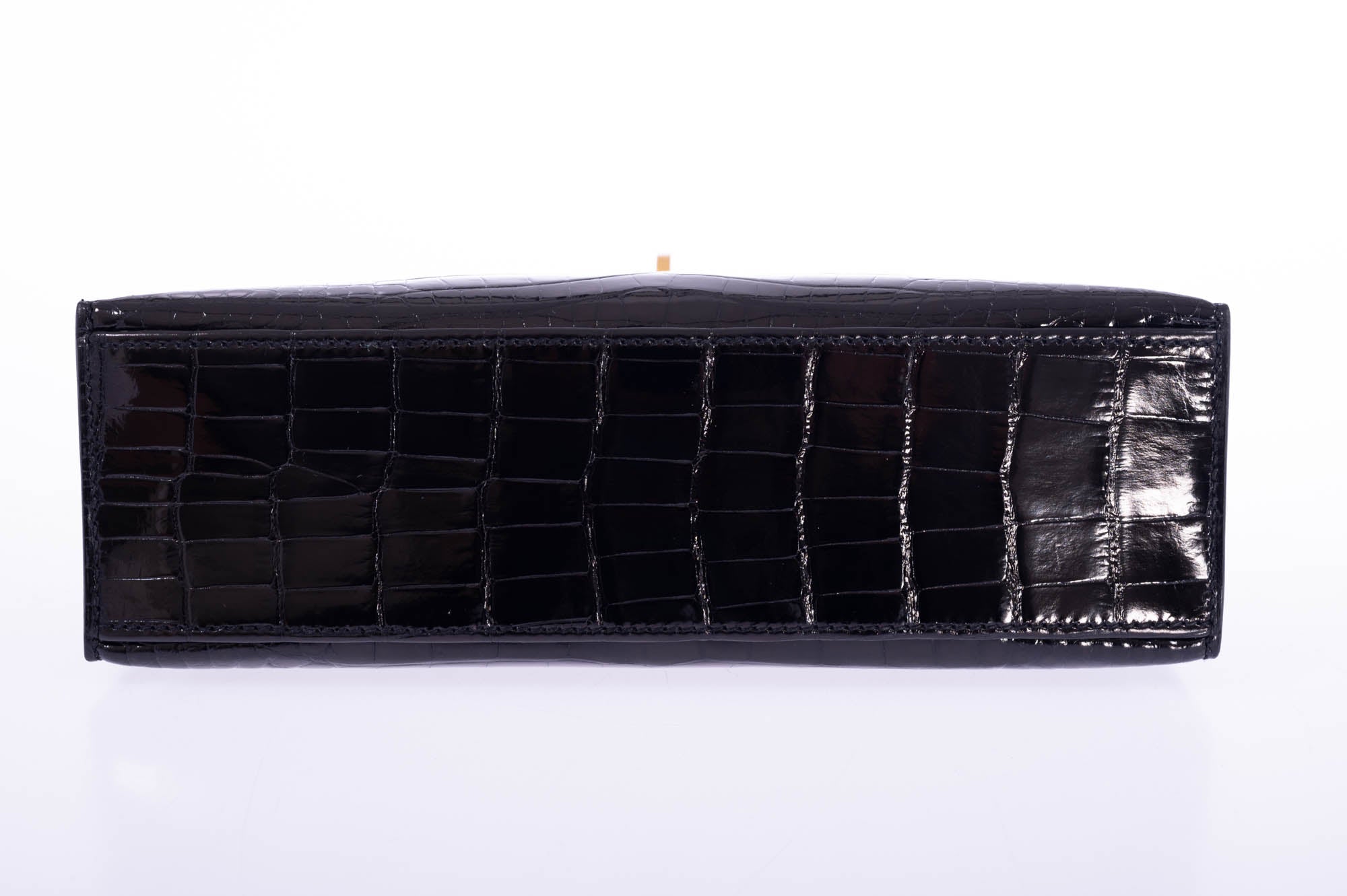 Hermès Kelly Pochette HSS Noir / Lime Interior Shiny Alligator