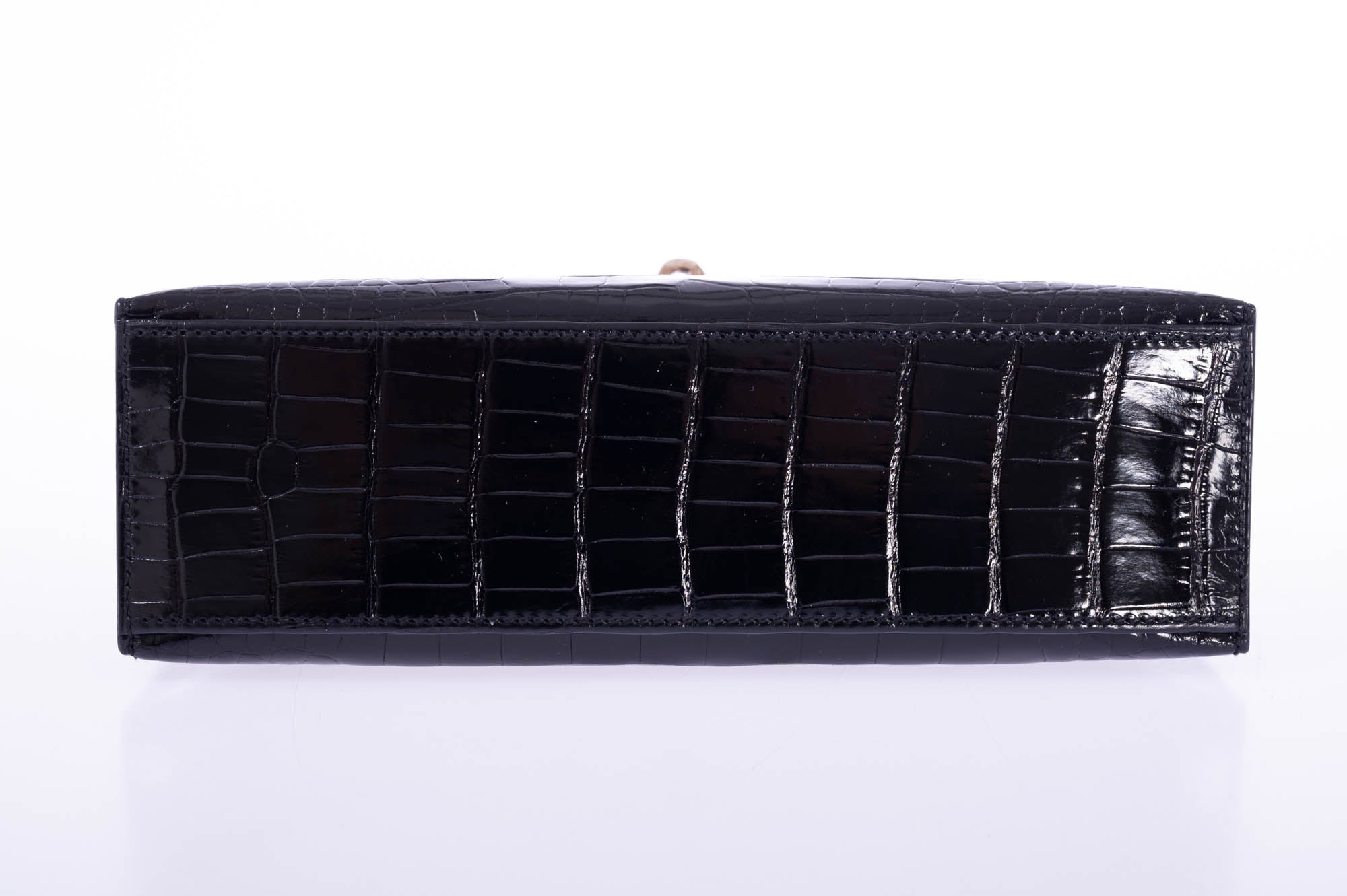 Hermès Kelly Pochette HSS Noir / Lime Interior Shiny Alligator Permabrass Hardware