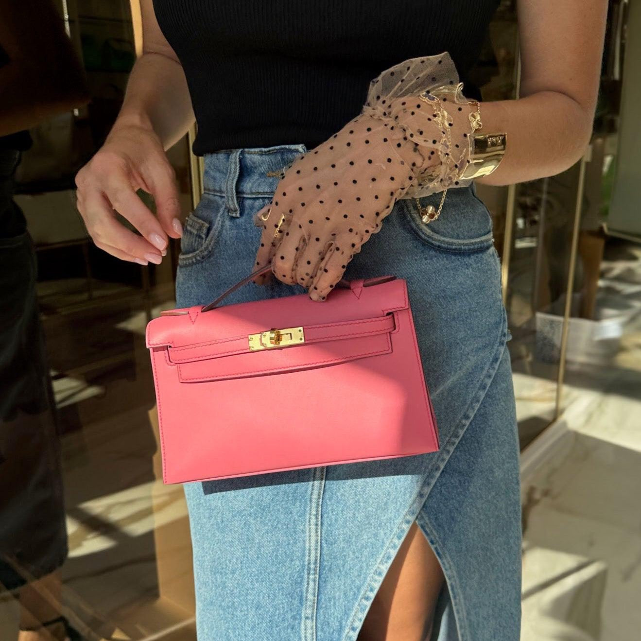 Hermès Kelly Pochette HSS Rose Azalée/Rose Mexico Swift Gold Hardware