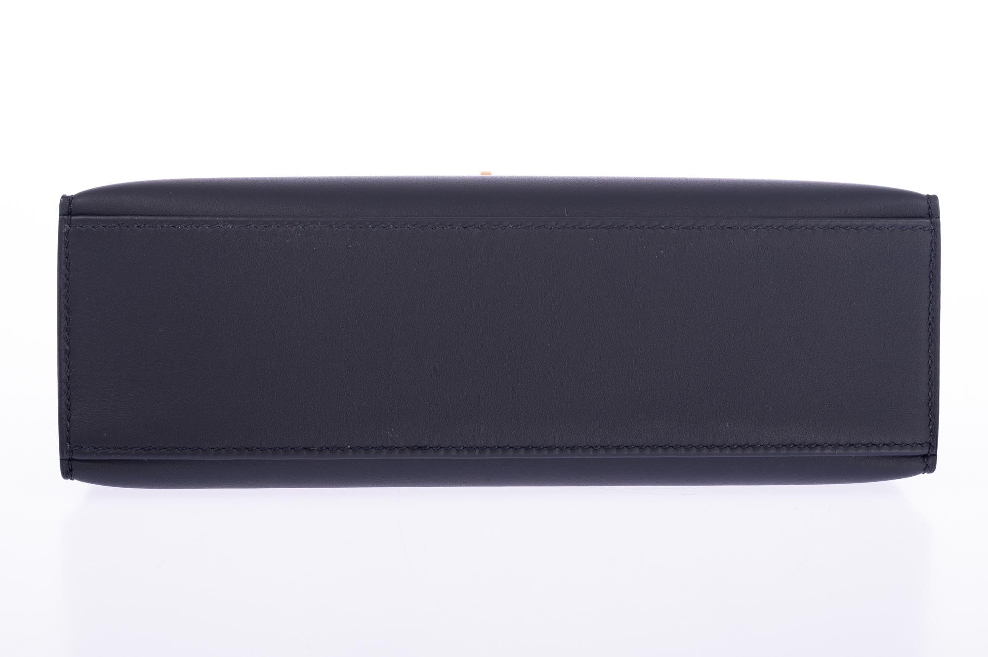 Hermès Kelly Pochette Noir Swift Gold Hardware