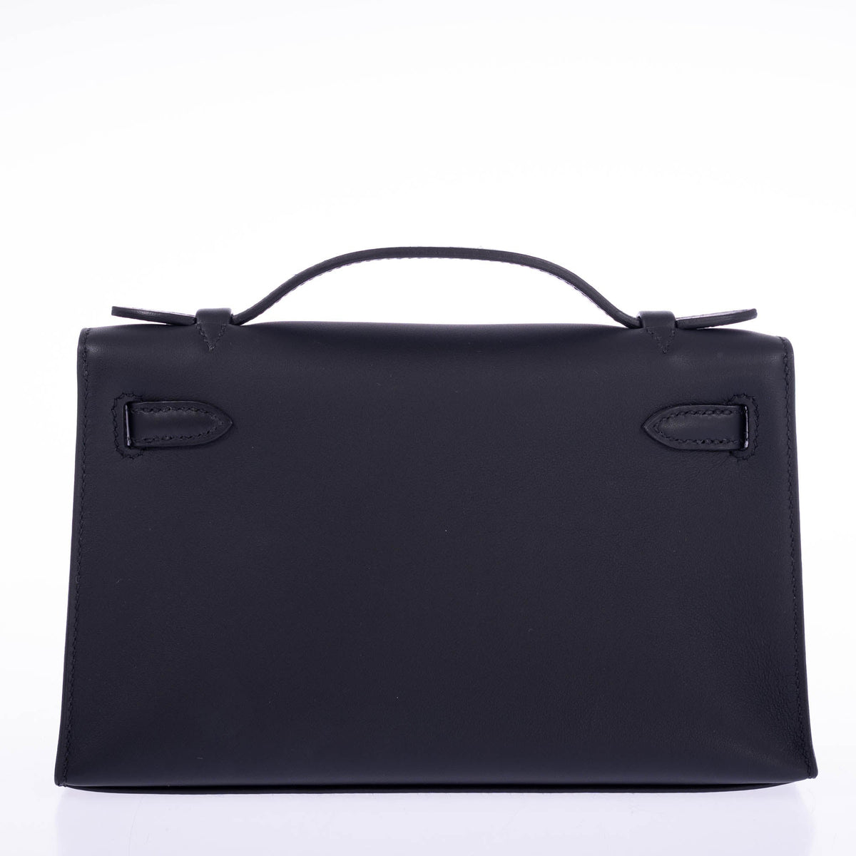 Hermès Kelly Pochette Noir Swift Palladium Hardware, rear view