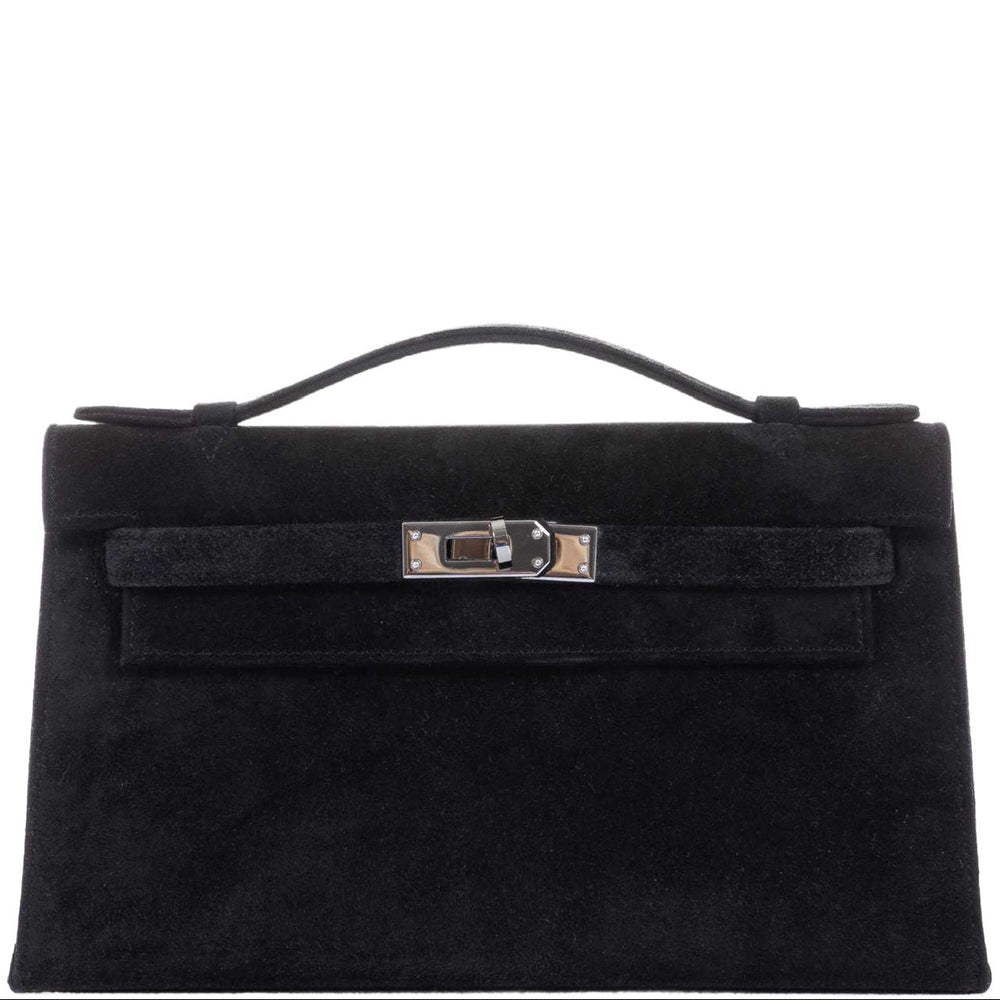 Hermès Kelly Pochette Noir Veau Doblis Palladium Hardware
