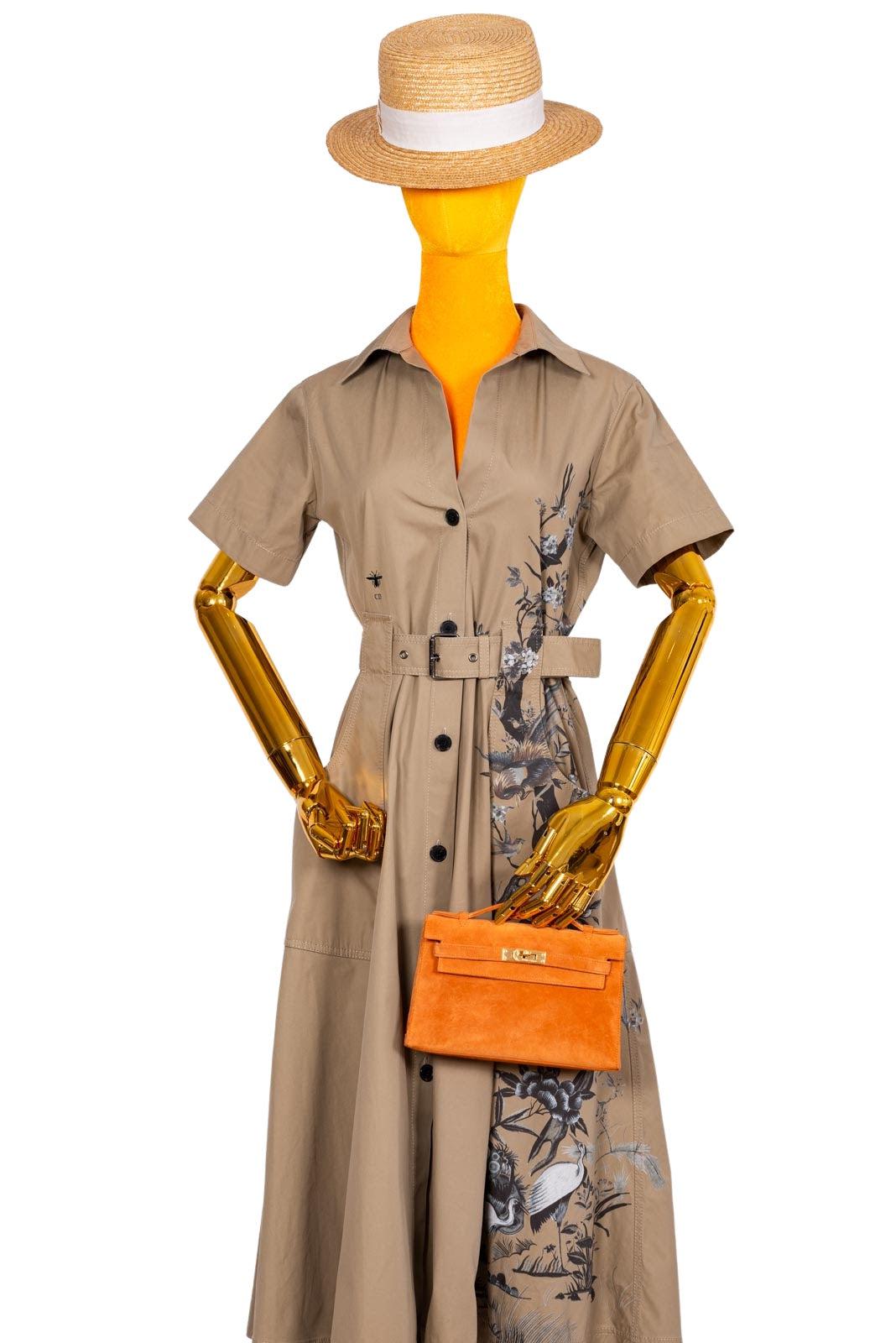 Hermès Kelly Pochette Orange H Veau Doblis Suede with Gold Hardware