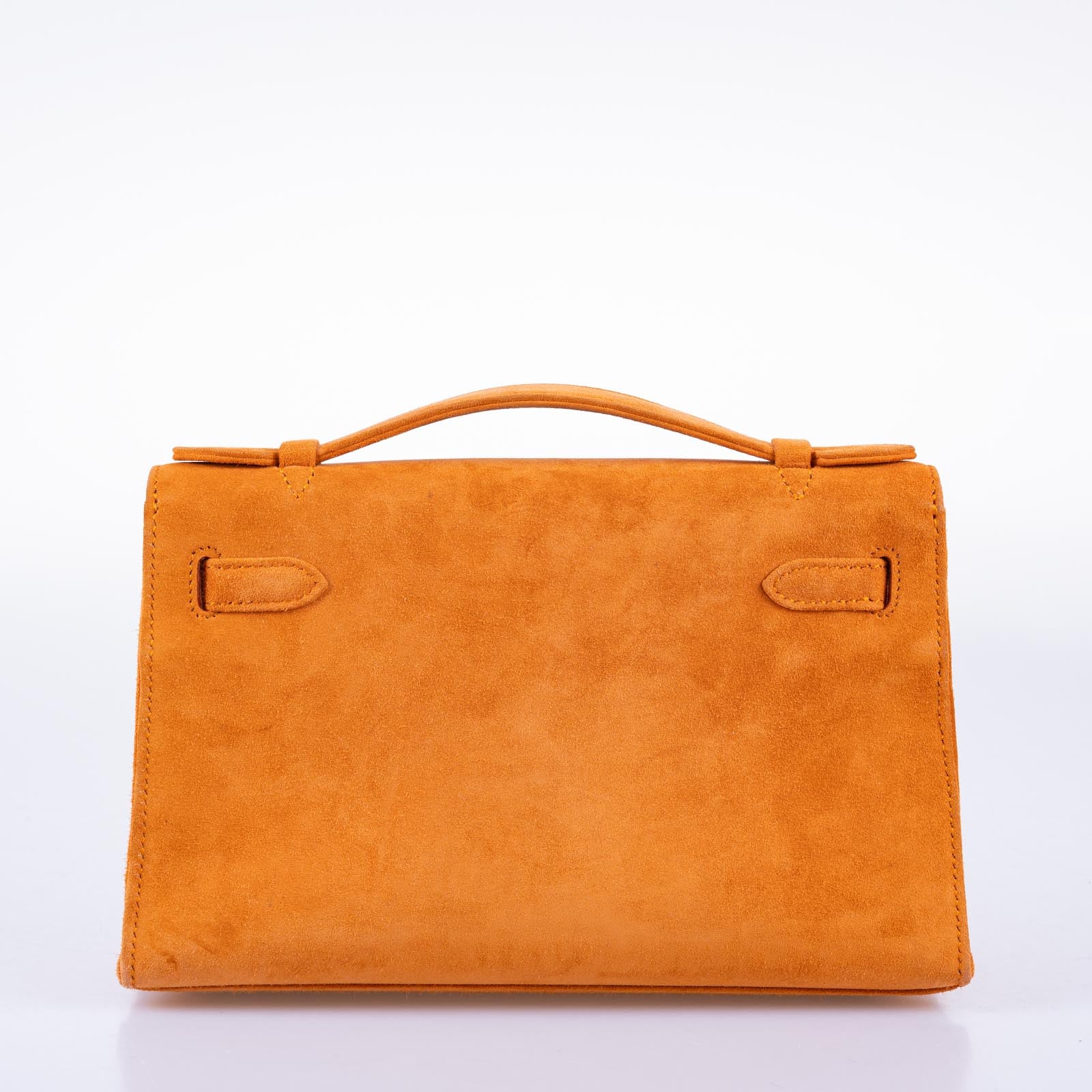 Hermès Kelly Pochette Orange H Veau Doblis Suede with Gold Hardware