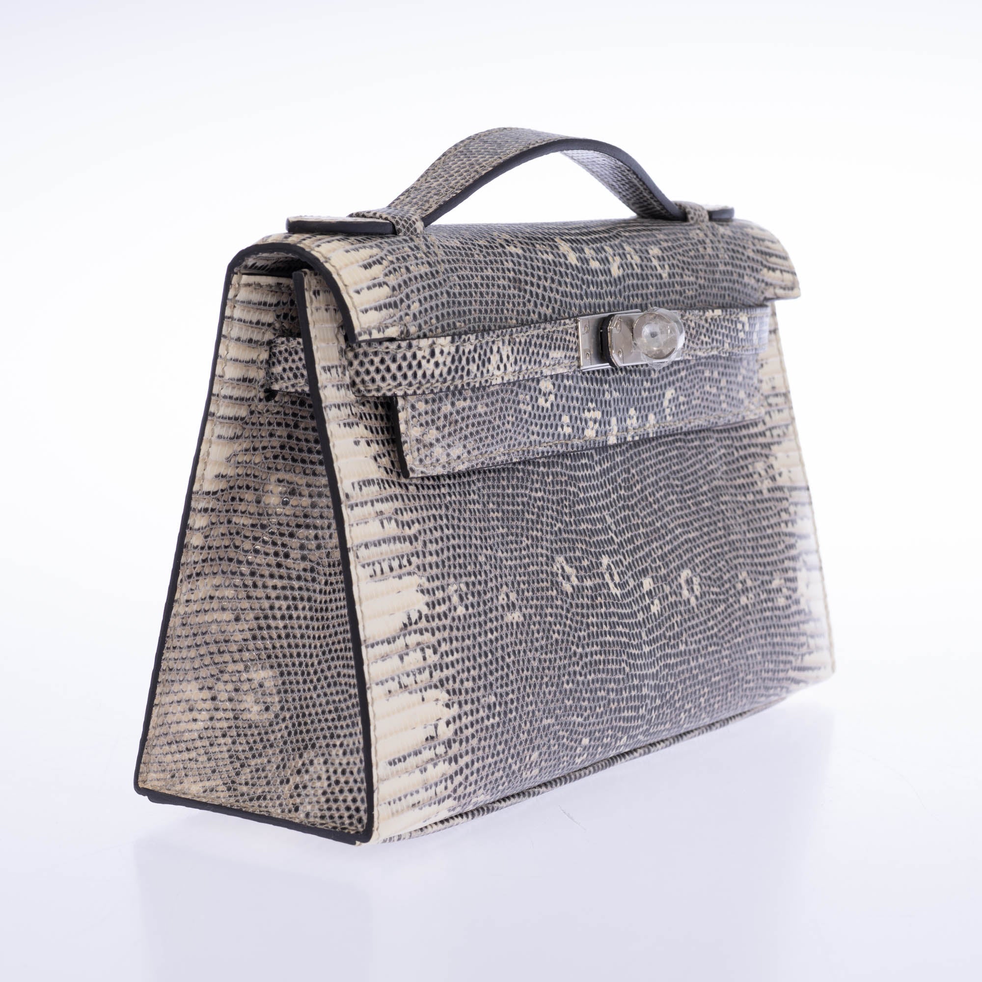 Hermès Kelly Pochette Rare Ombré Lizard Palladium Hardware
