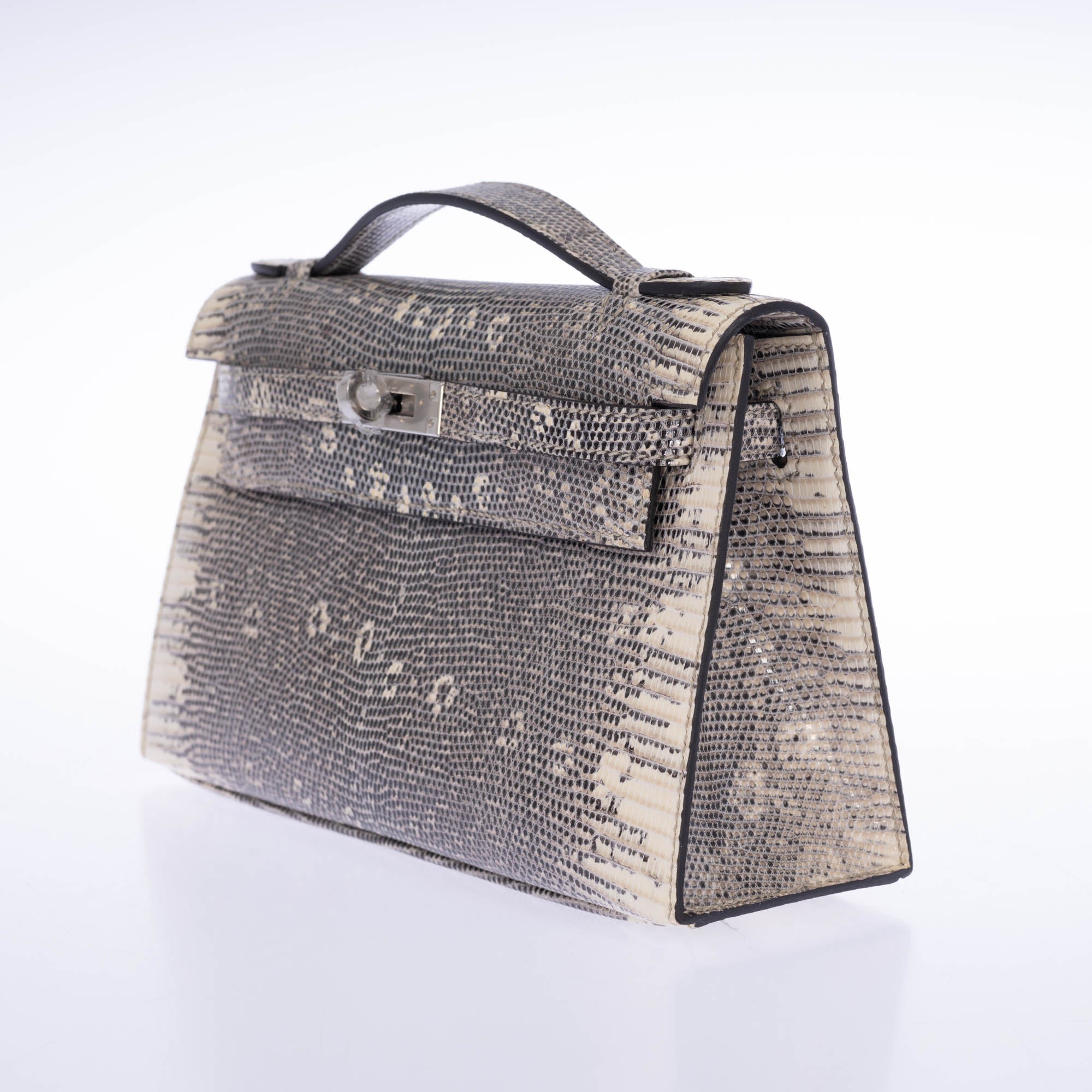 Hermès Kelly Pochette Rare Ombré Lizard Palladium Hardware