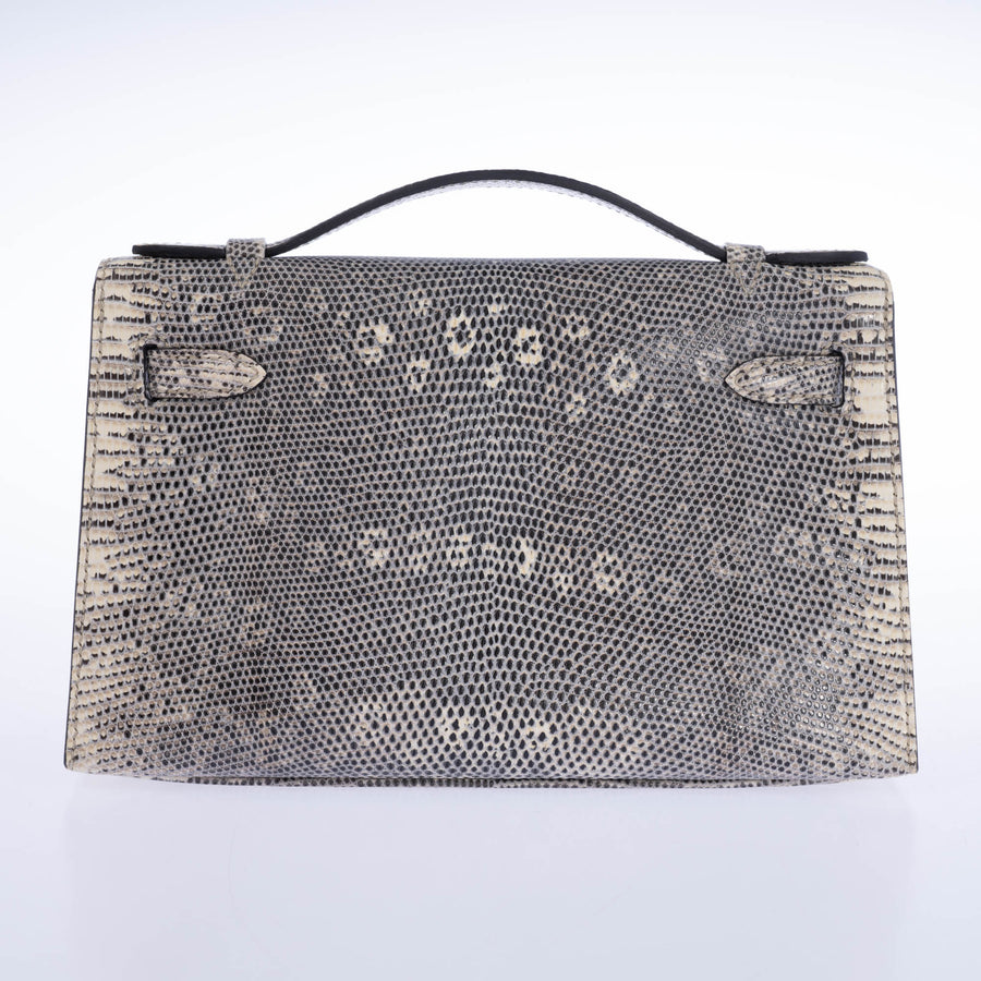 Hermès Kelly Pochette Rare Ombré Lizard Palladium Hardware