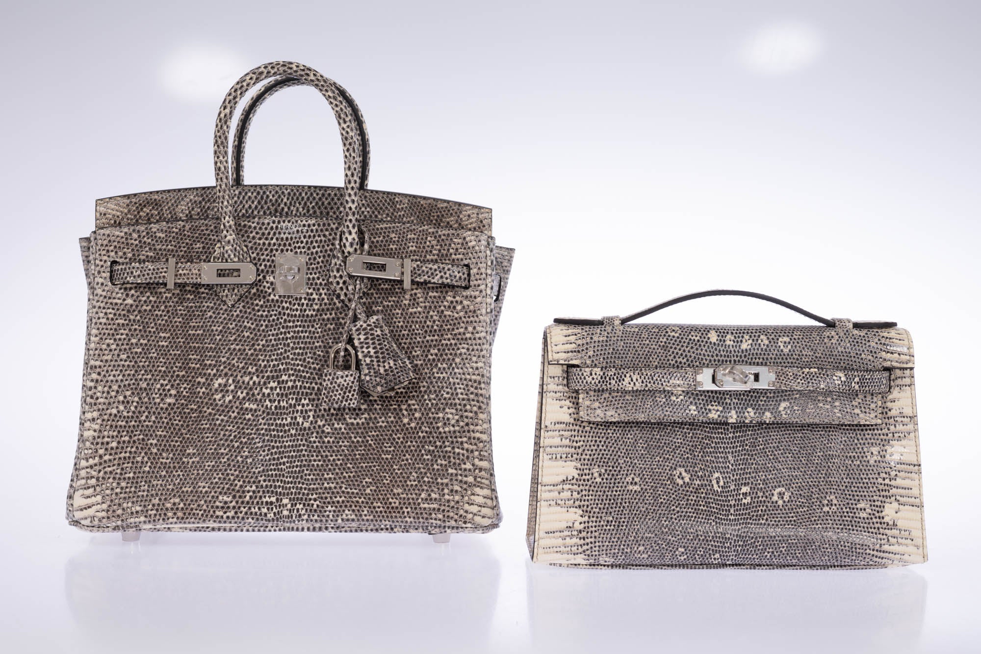 Hermès Kelly Pochette Rare Ombré Lizard Palladium Hardware