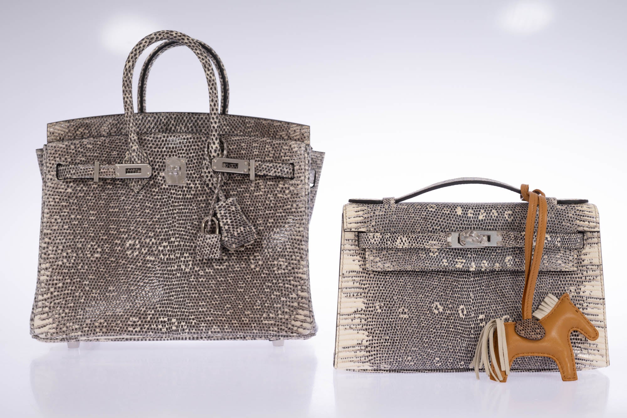 Hermès Kelly Pochette Rare Ombré Lizard Palladium Hardware
