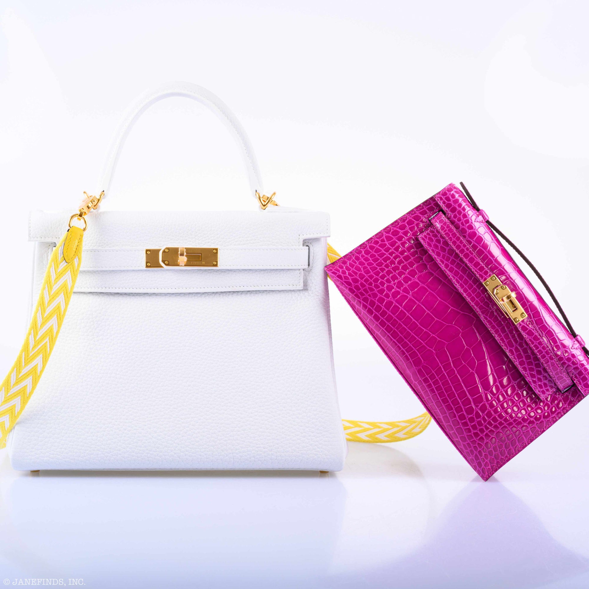 Hermès Kelly Pochette Rose Scheherazade Shiny Alligator Gold Hardware