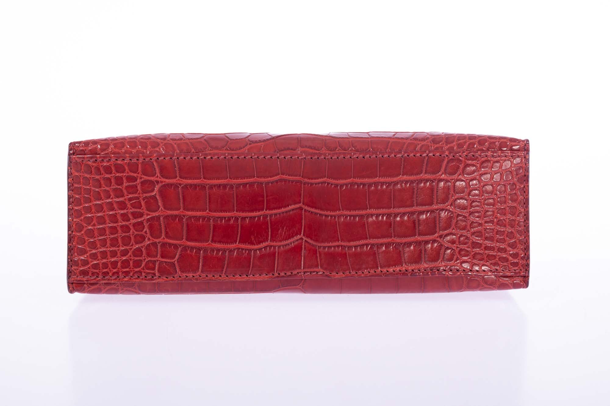 Hermès Kelly Pochette Rouge H Matte Alligator Palladium Hardware