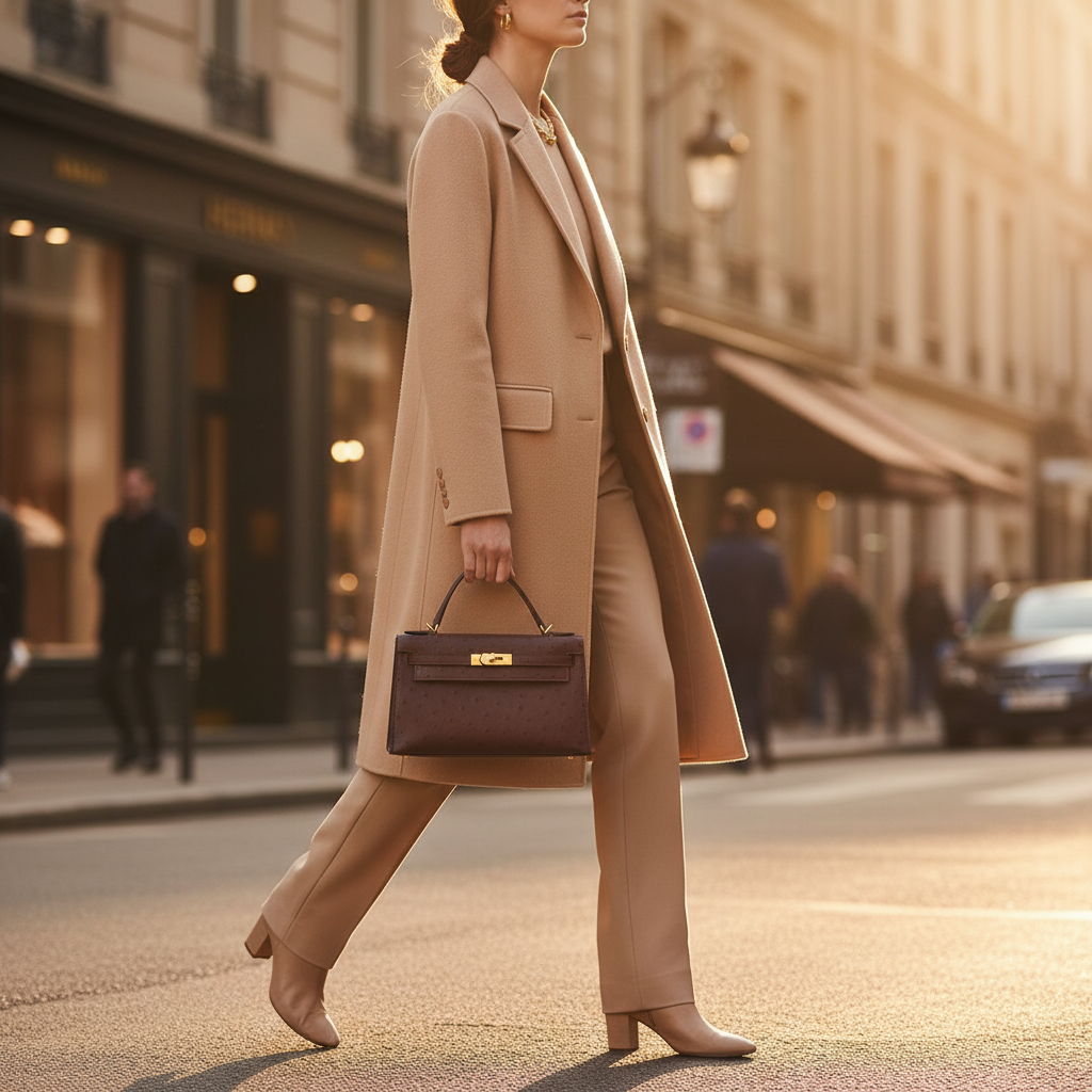 Hermès Kelly Pochette Rouge Sellier Ostrich Gold Hardware