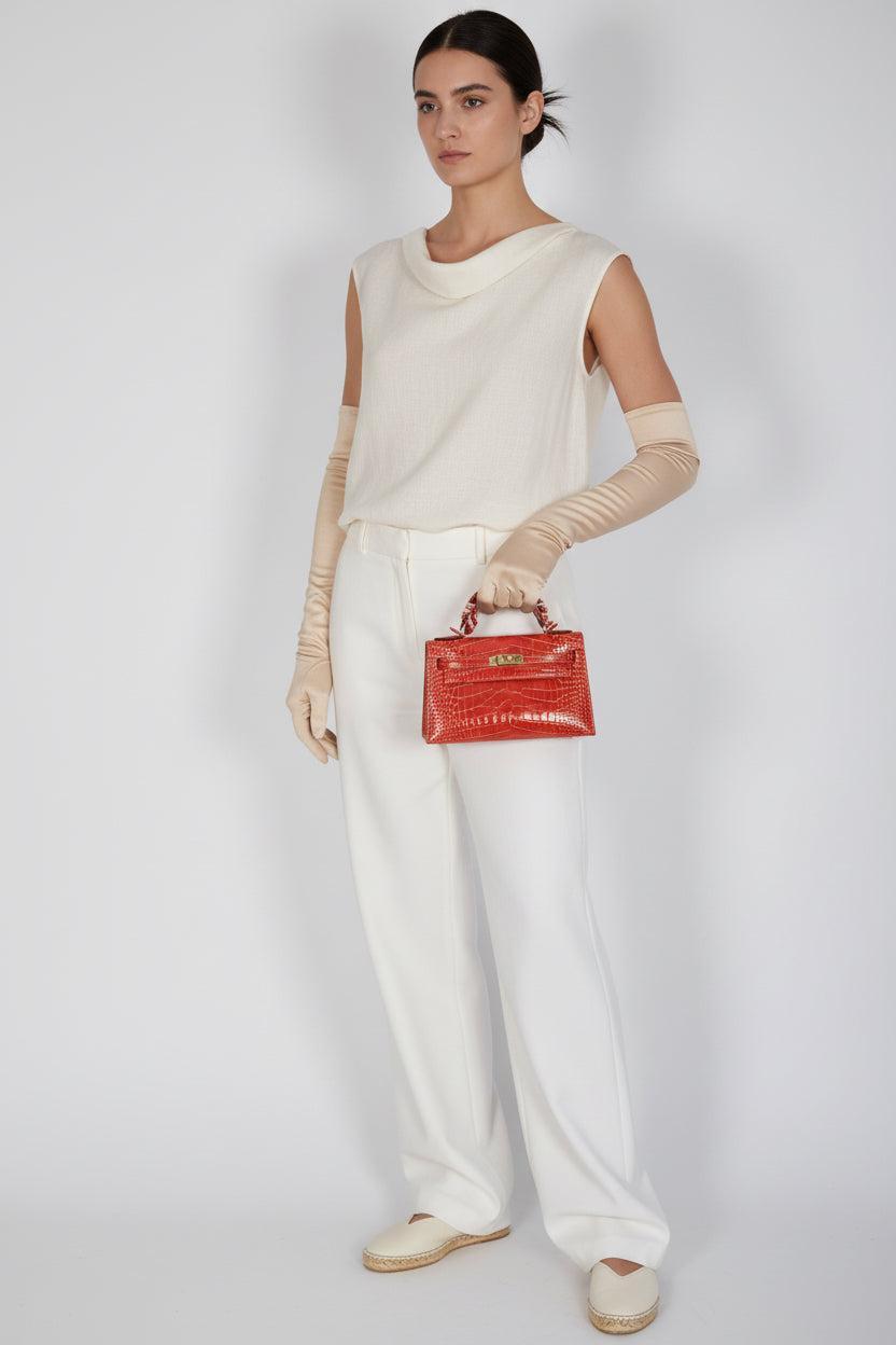 Hermès Kelly Pochette Rouge de Coeur Shiny Alligator Gold Hardware