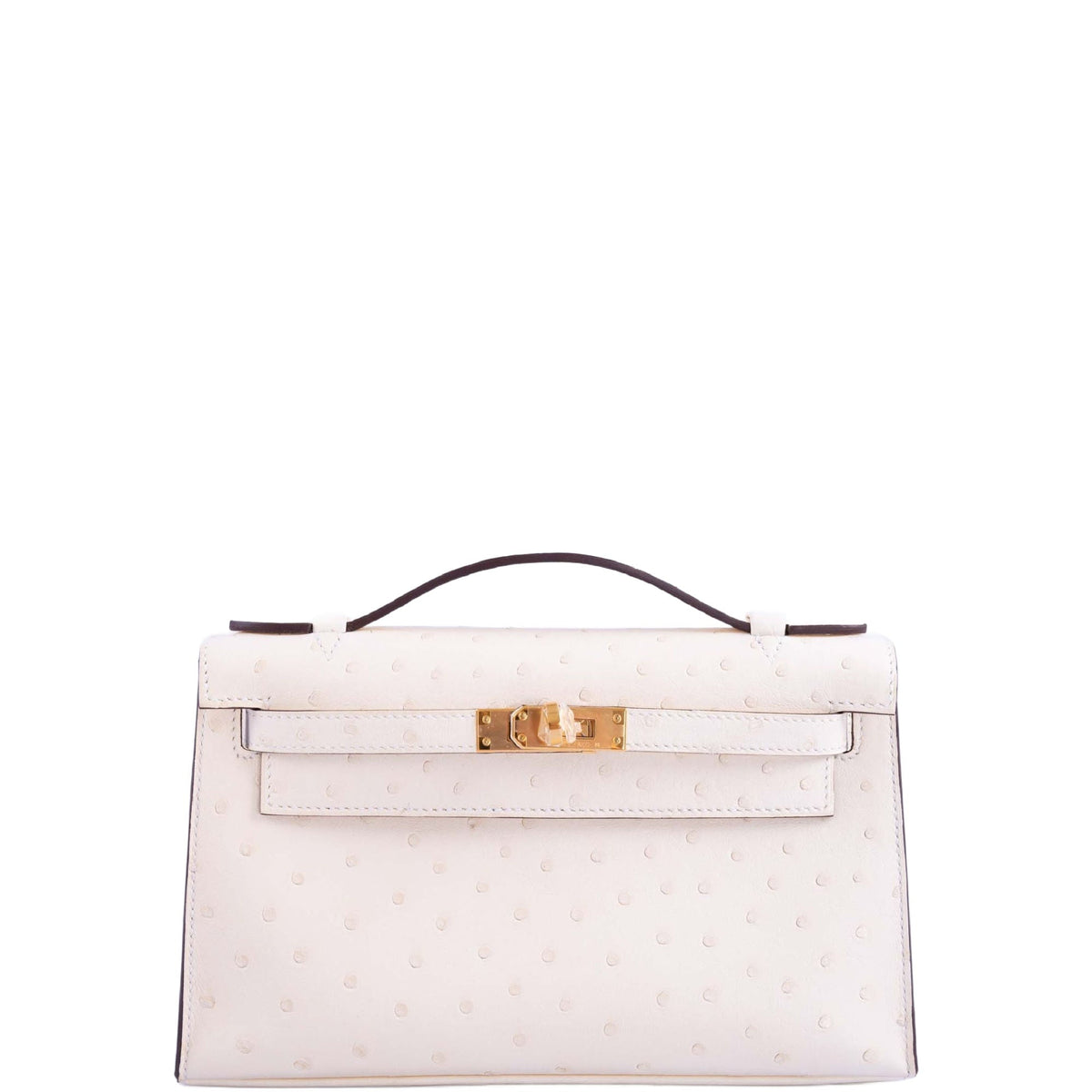 Hermès Kelly Pochette Sellier Nata Ostrich Boreal with Gold