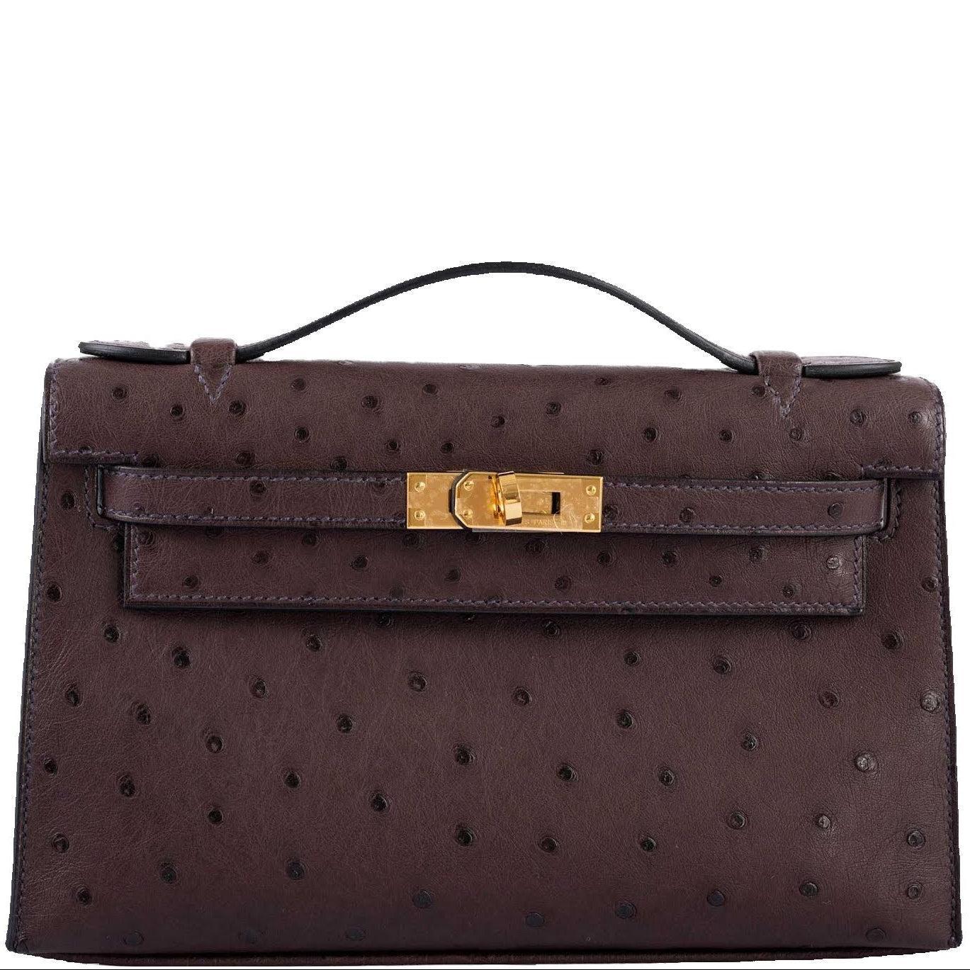 Hermès Kelly Pochette Sellier Rouge Sellier Ostrich Gold Hardware