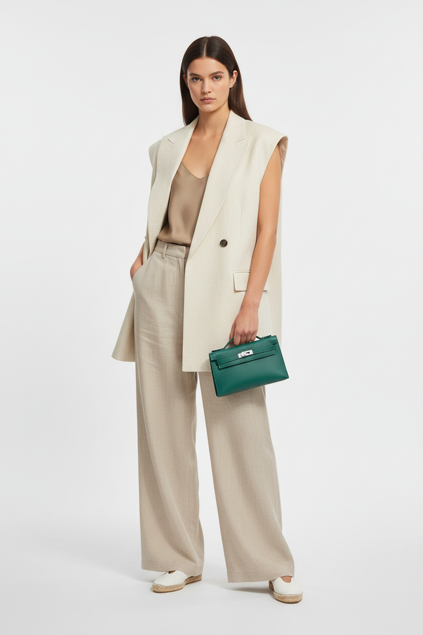 Hermès Kelly Pochette Vert Vertigo Swift Palladium Hardware