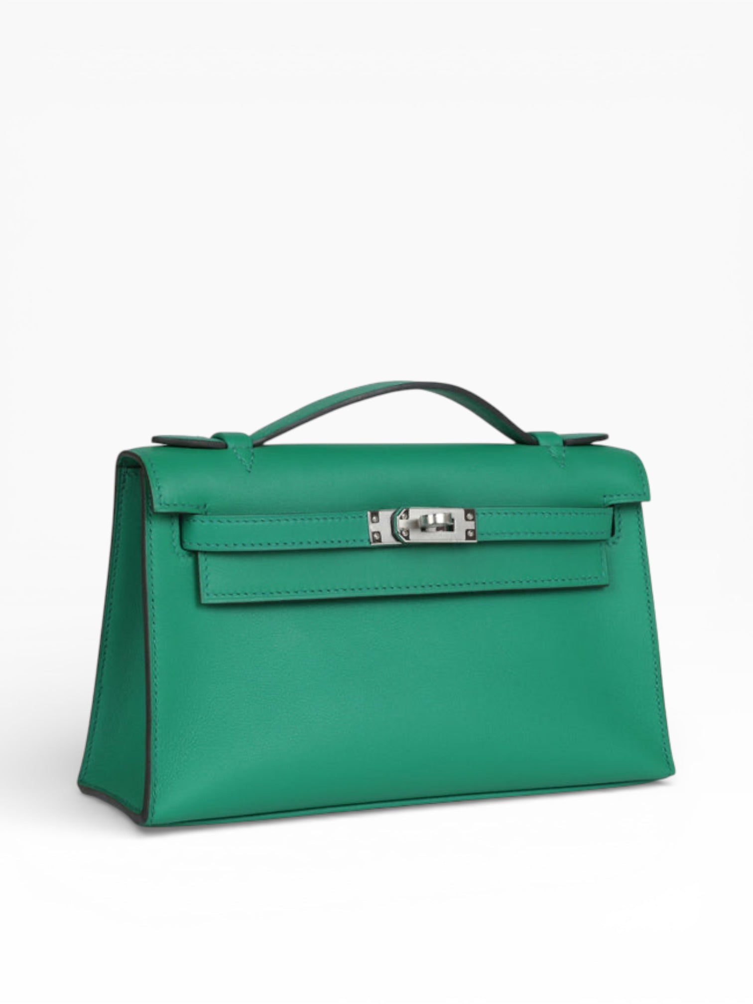 Hermès Kelly Pochette Vert Vertigo Swift Palladium Hardware